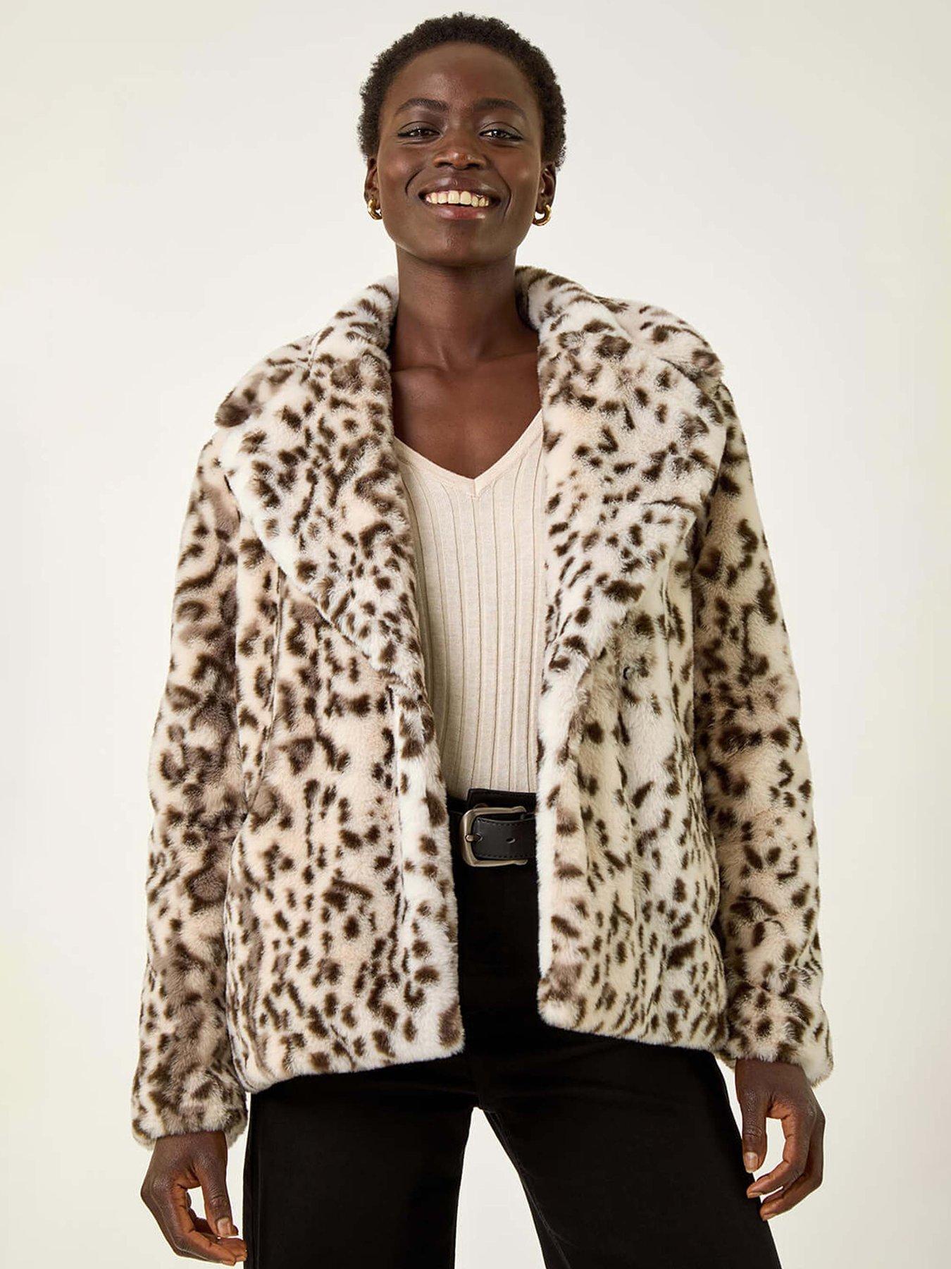 Roman Faux Animal Fur Coat - Brown