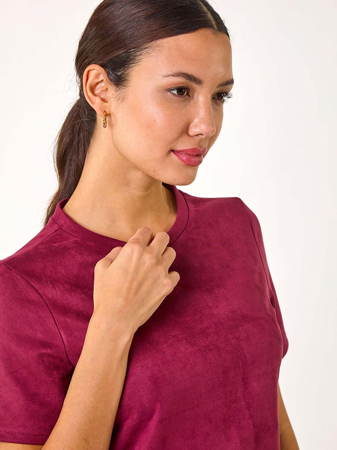 roman-suedette-button-shift-stretch-dress-wineoutfit