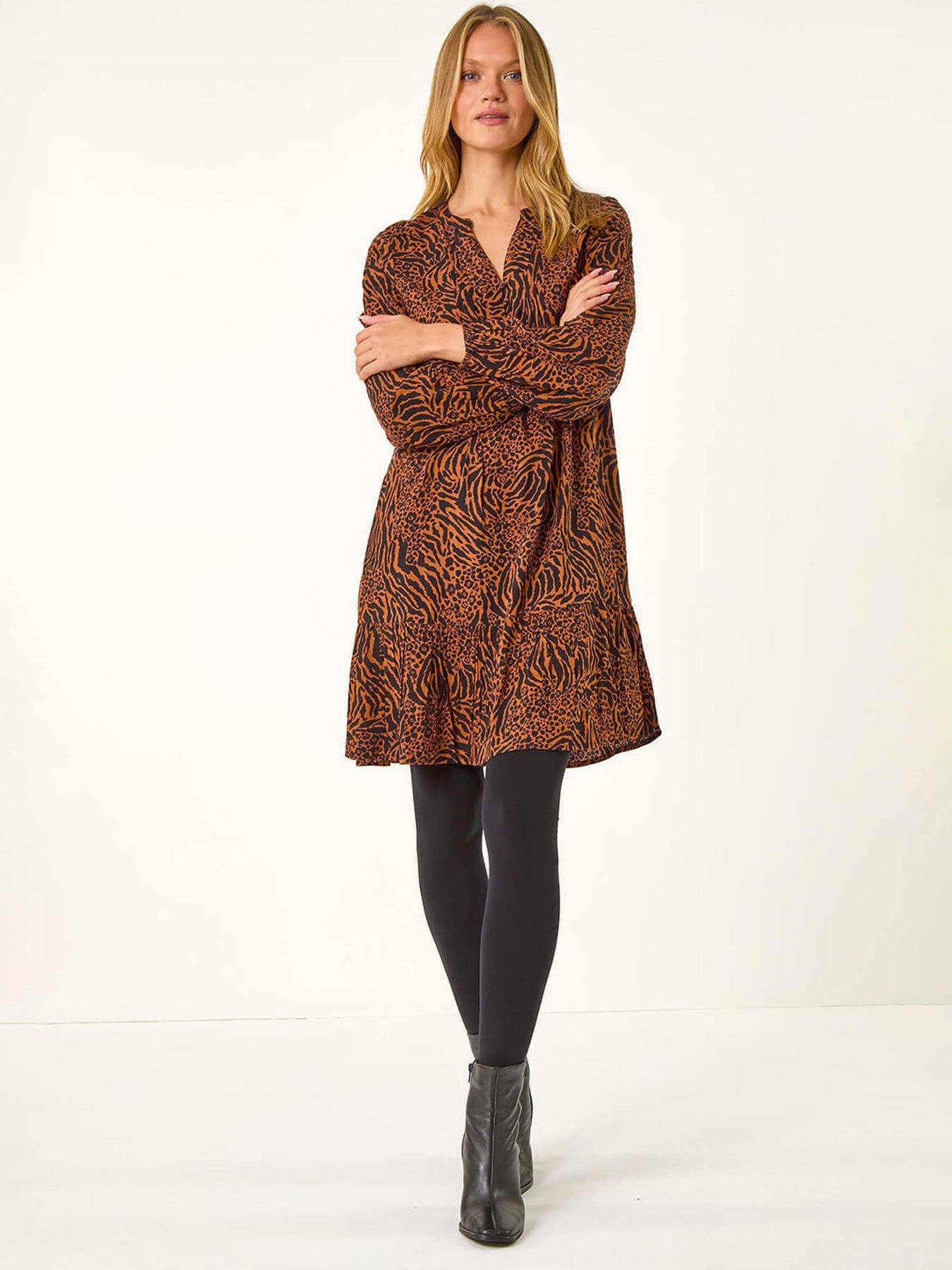 roman-animal-print-pintuck-smock-dress-rustfront