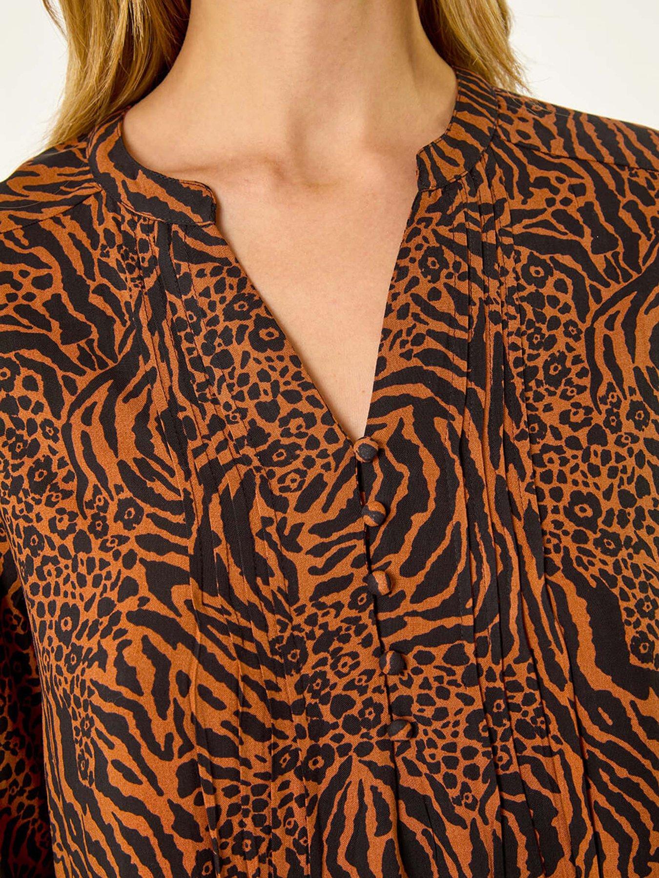 roman-animal-print-pintuck-smock-dress-rustdetail