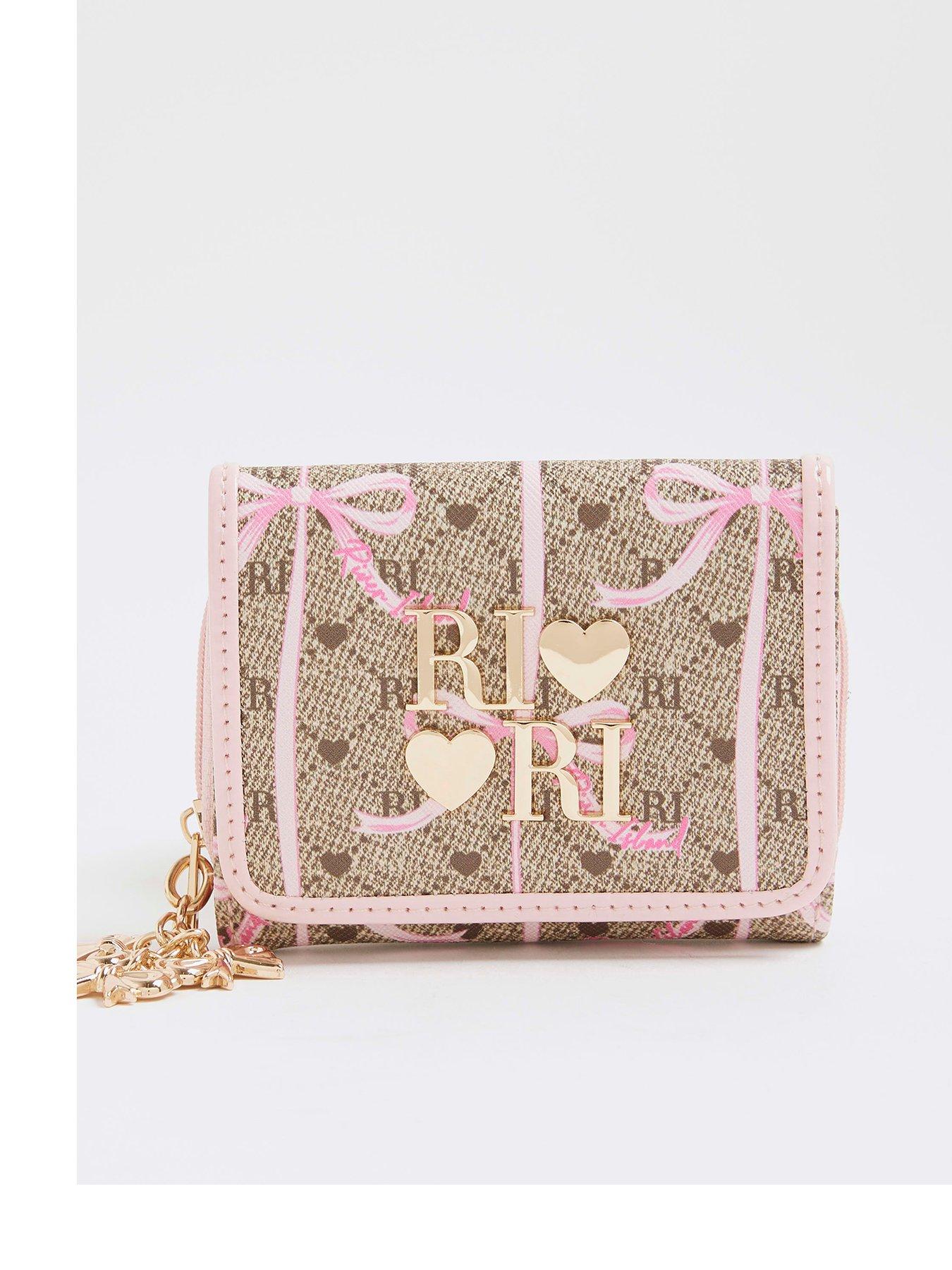River Island Older Girls Monogram Bow Purse - Brown