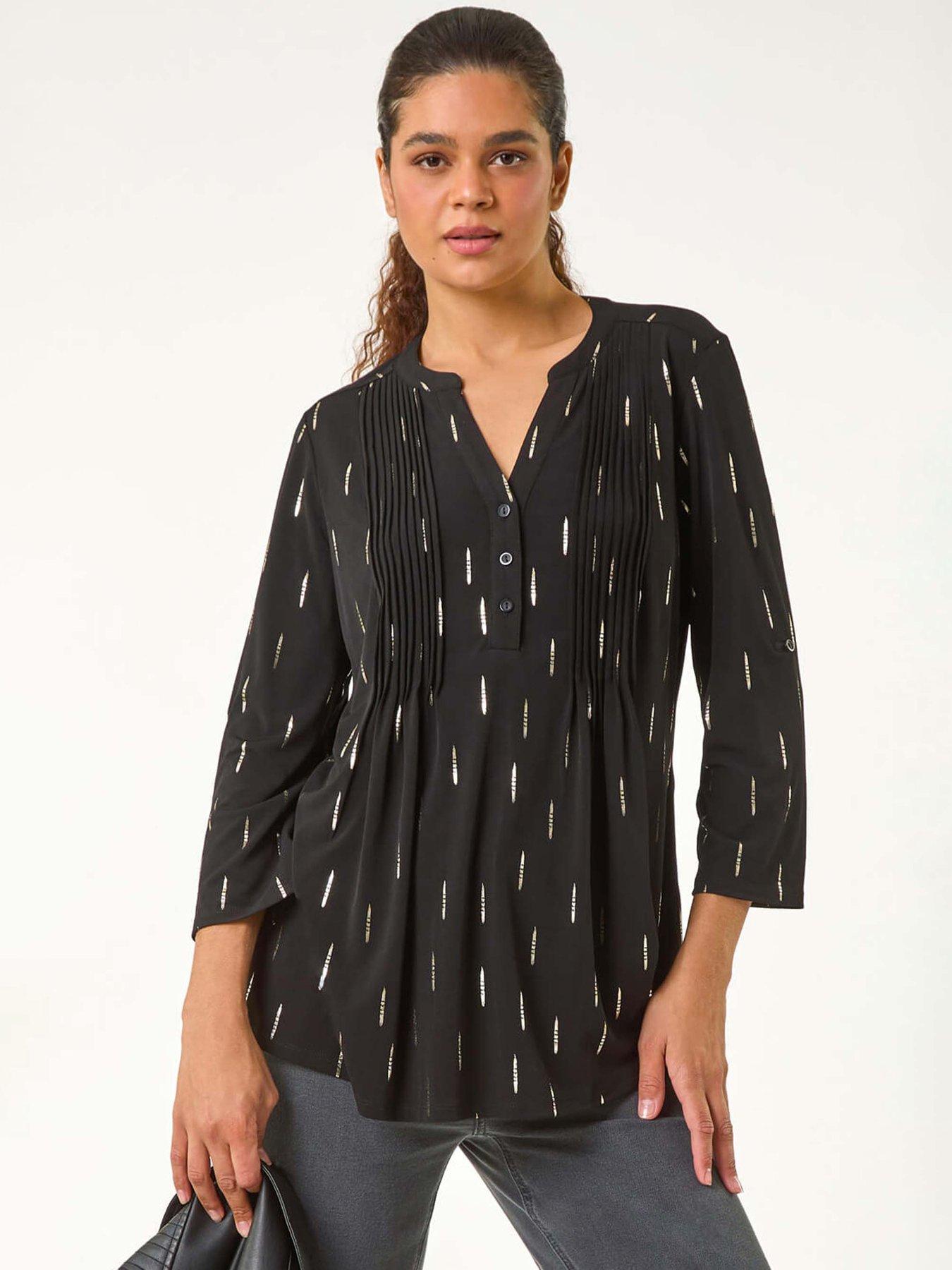 roman-dash-foil-print-pintuck-shirt-silver