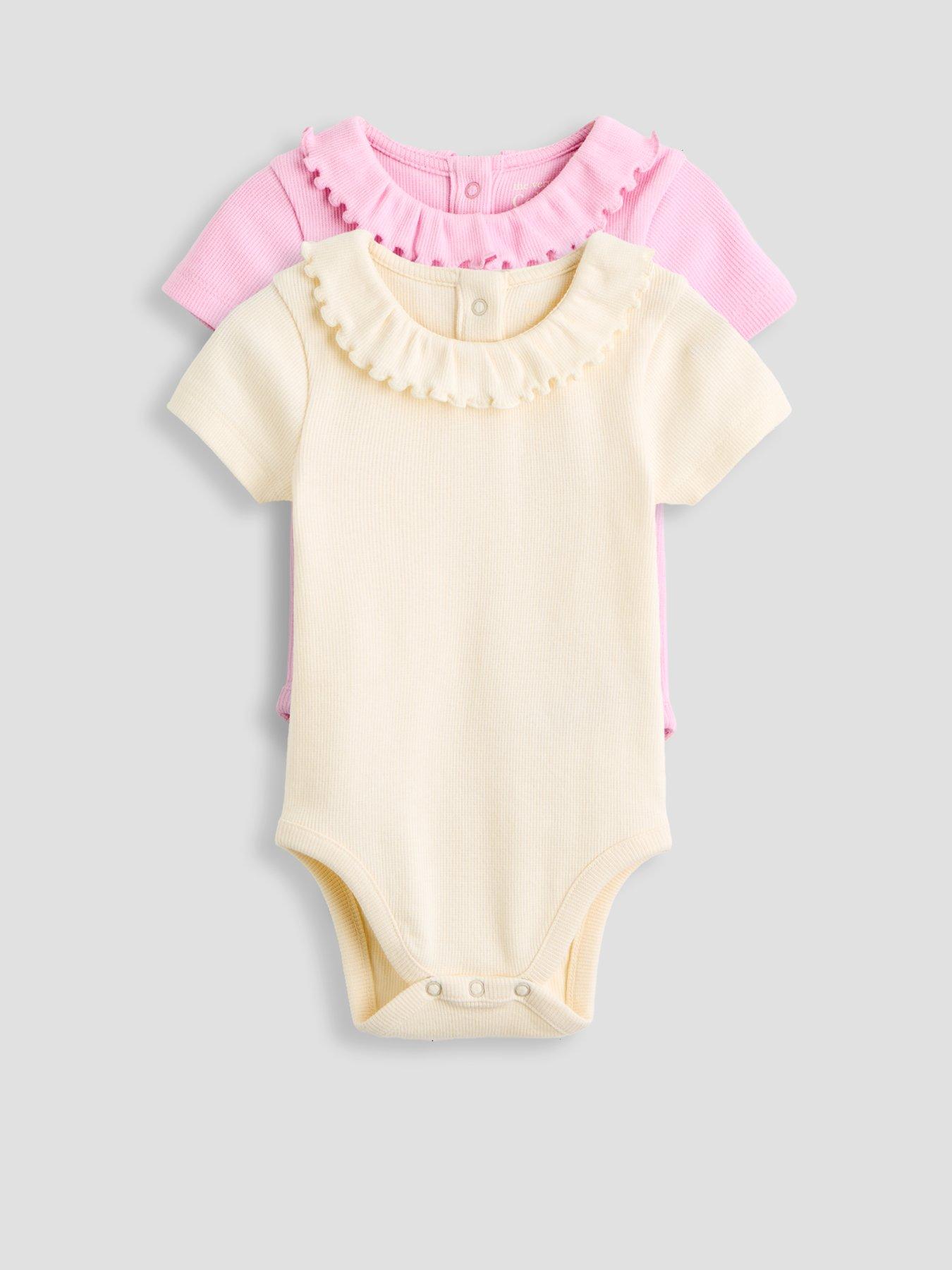 Image 1 of 5 of The Very Collection Frill Collar Bodysuit 2 Pack - Pink/Yellow