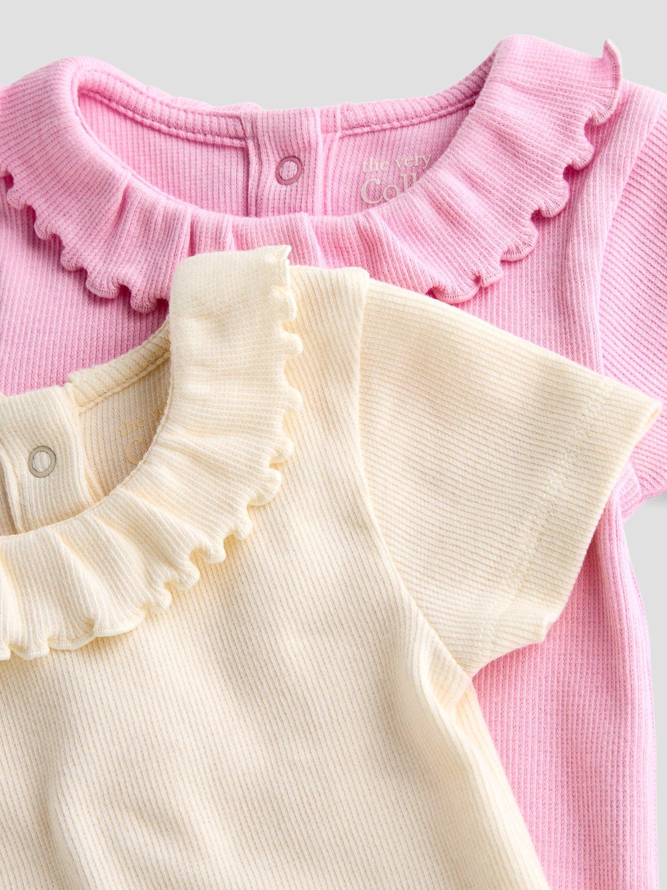 Image 5 of 5 of The Very Collection Frill Collar Bodysuit 2 Pack - Pink/Yellow