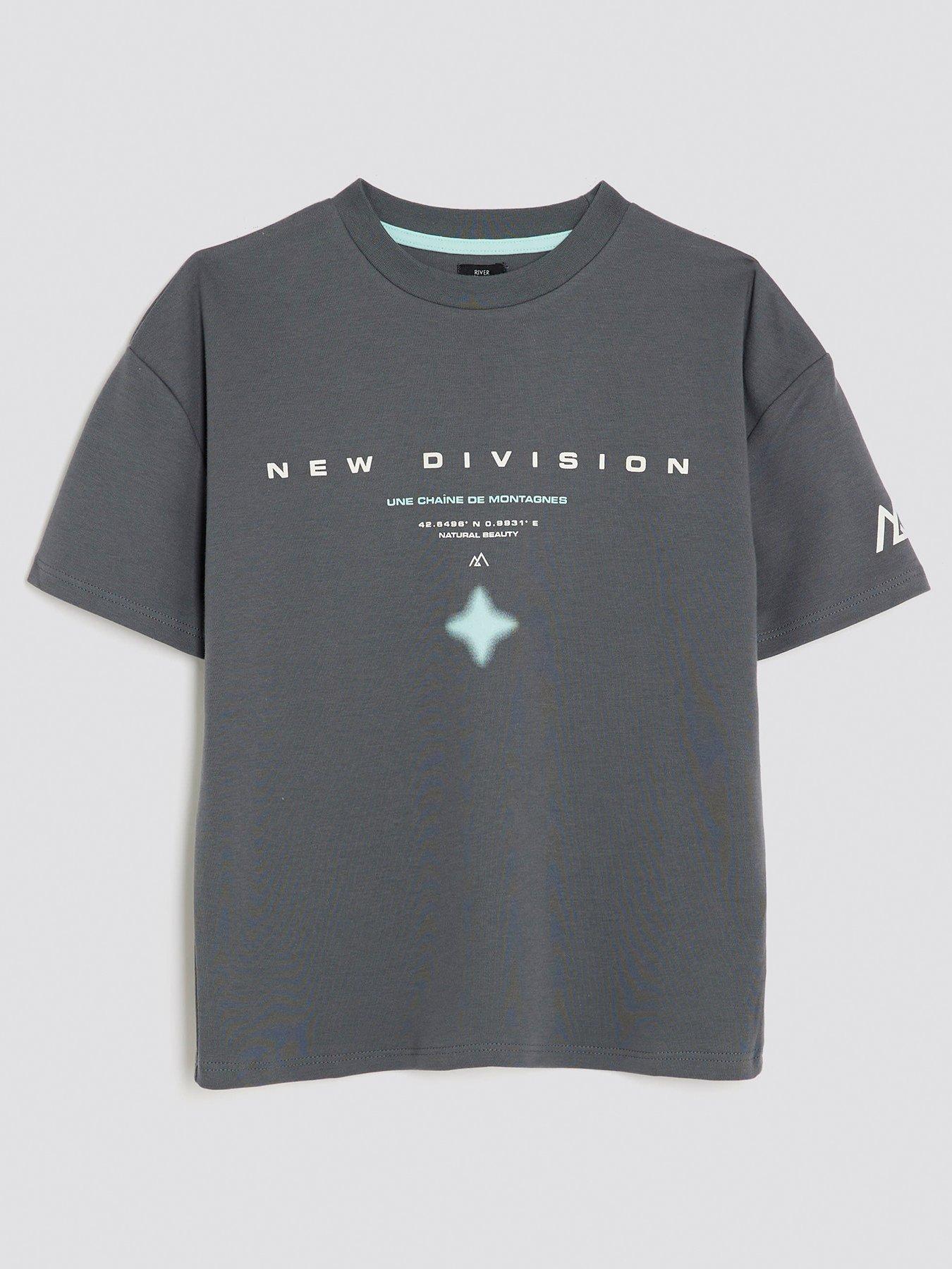 River Island Older Boys New Division T-Shirt - Dark Grey