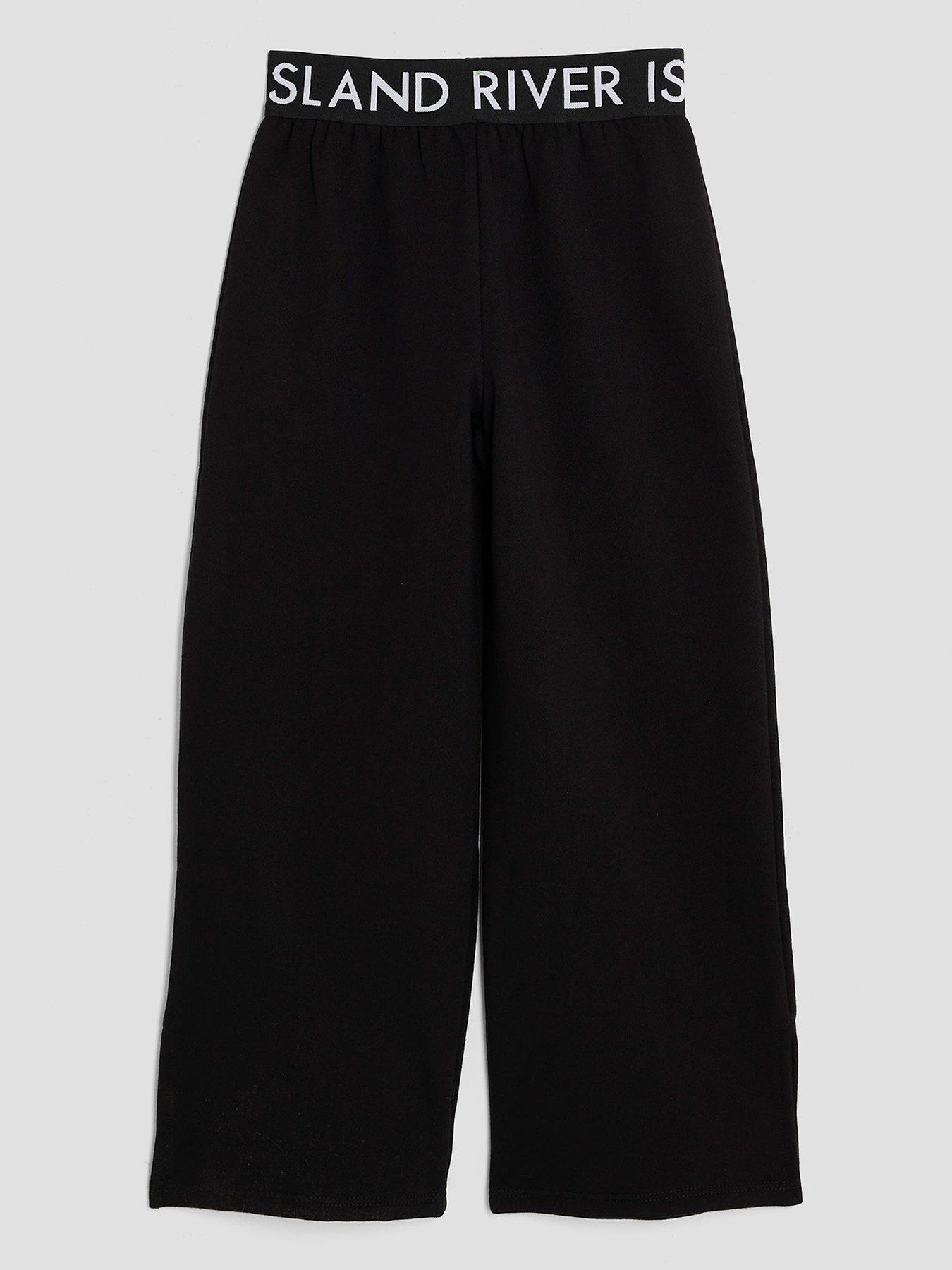 River Island Older Girls Wide Leg Joggers - Black