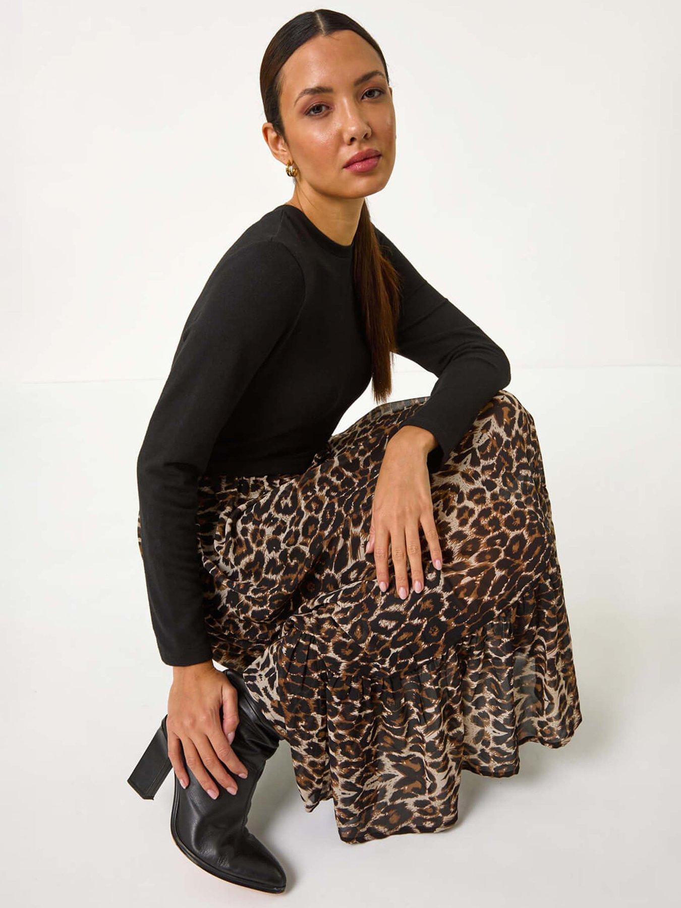 roman-2-in-1-animal-print-stretch-midi-dress-beigeoutfit