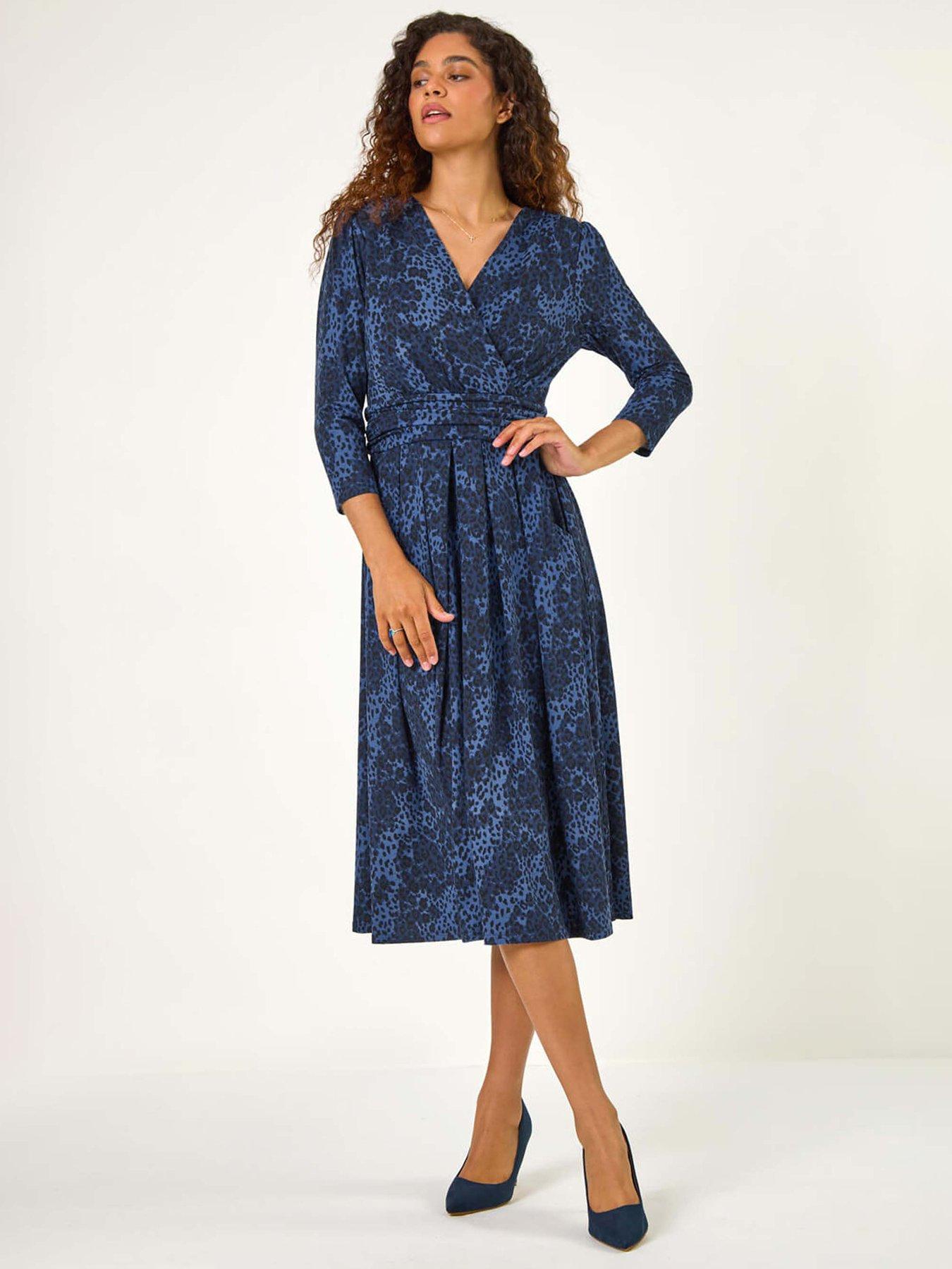 roman-animal-print-mock-wrap-midi-dress-blue
