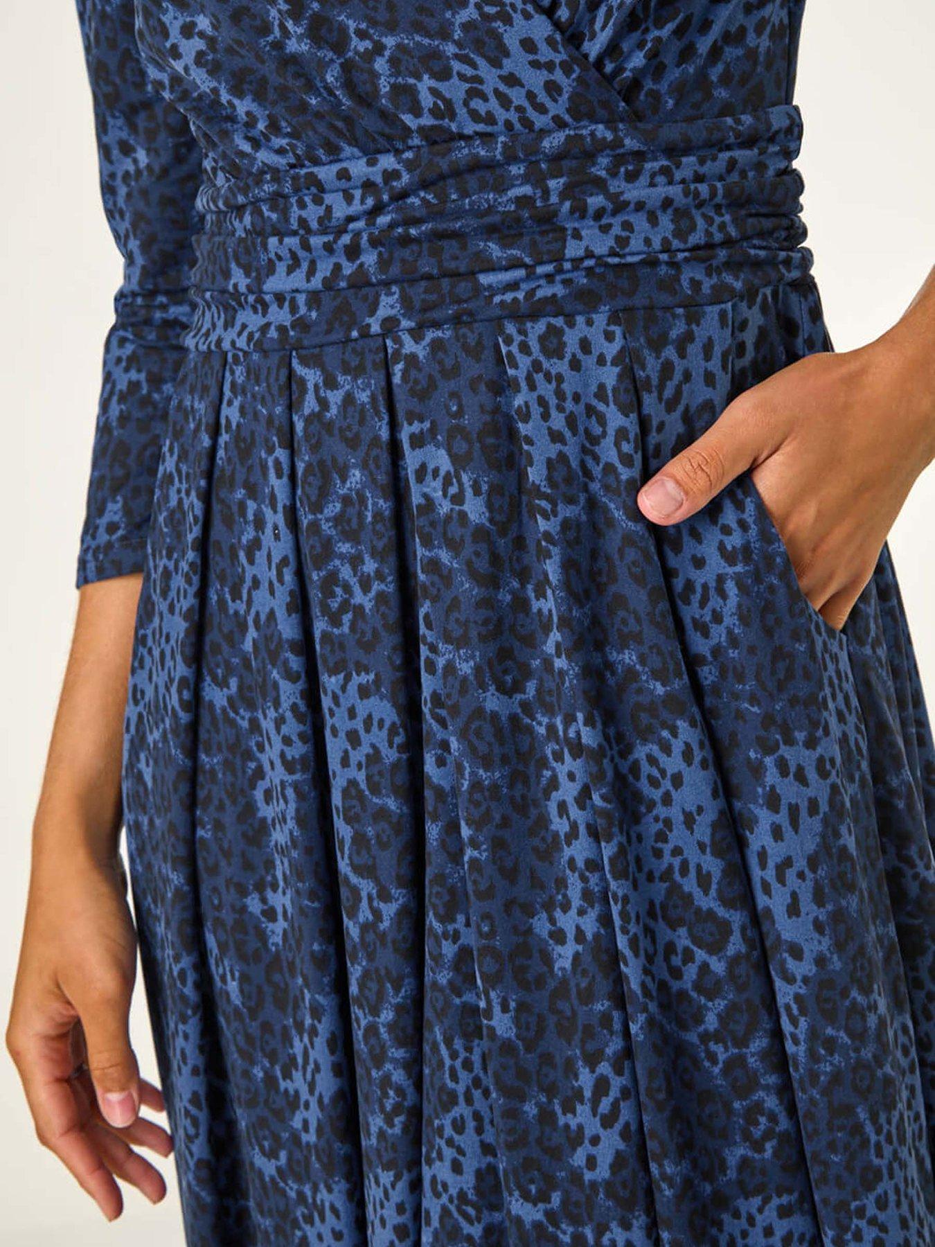 roman-animal-print-mock-wrap-midi-dress-bluedetail