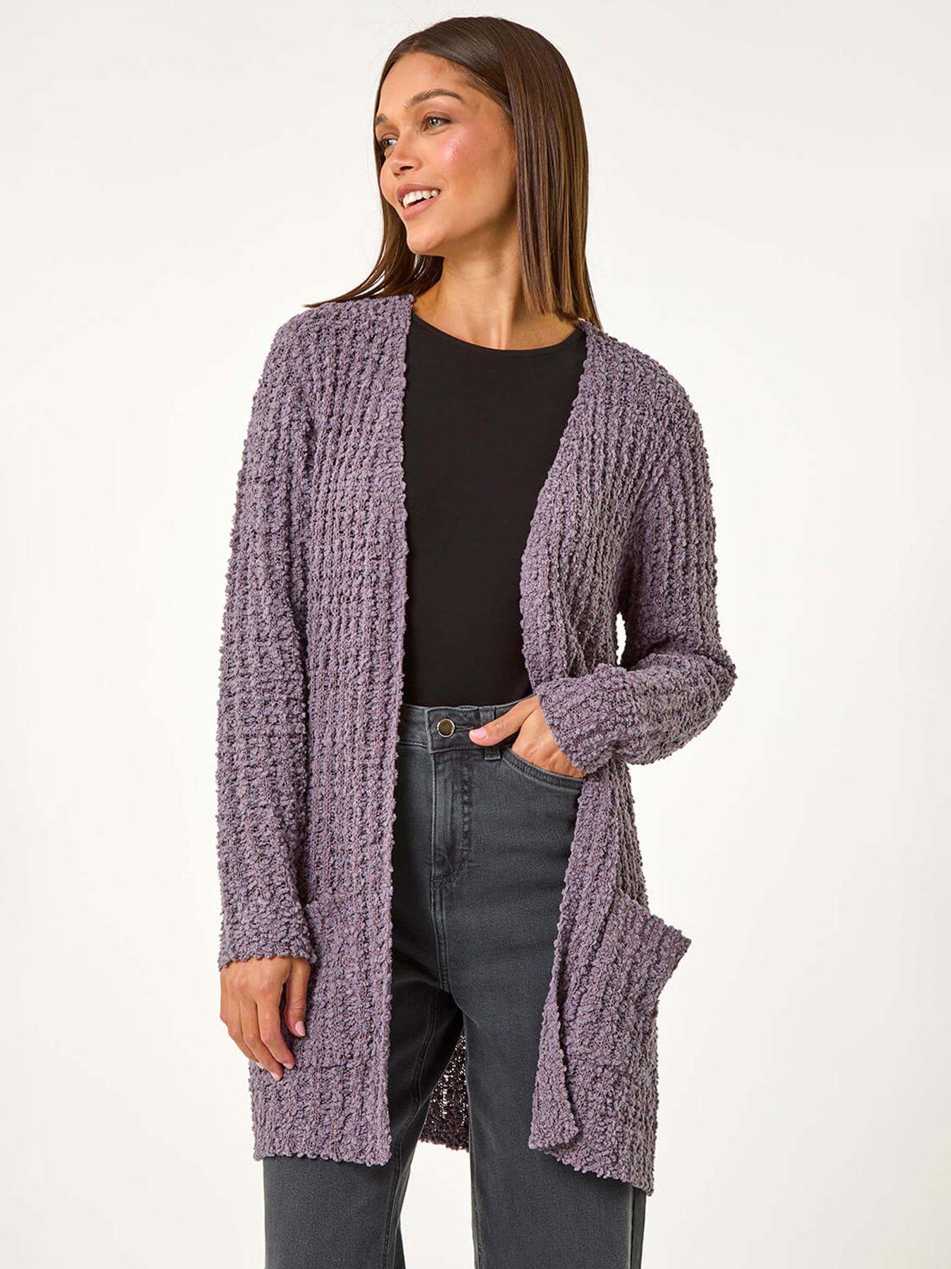 Roman Popcorn Textured Longline Cardigan - Ash