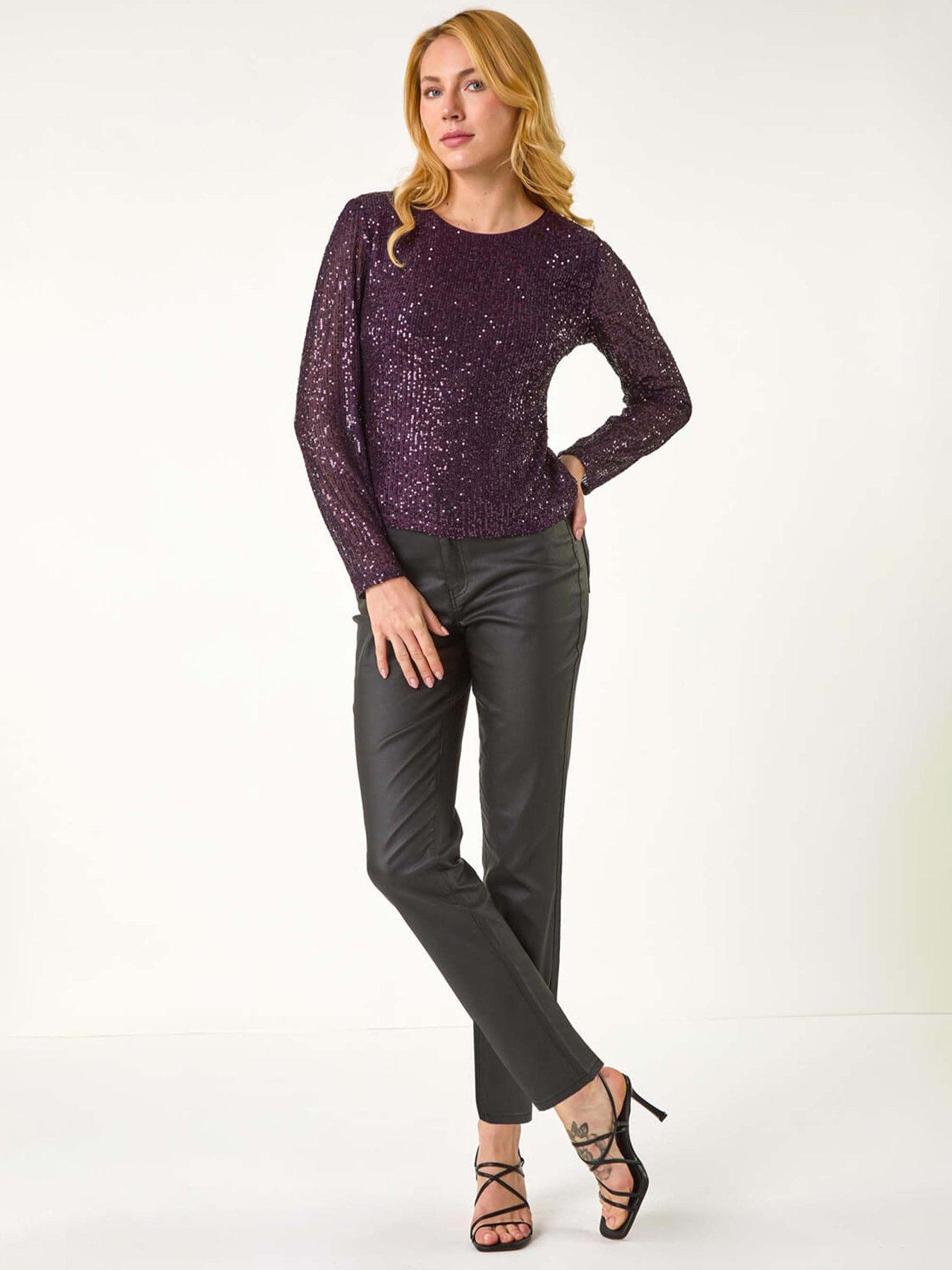roman-dusk-sequin-long-sleeve-stretch-top-purpleback