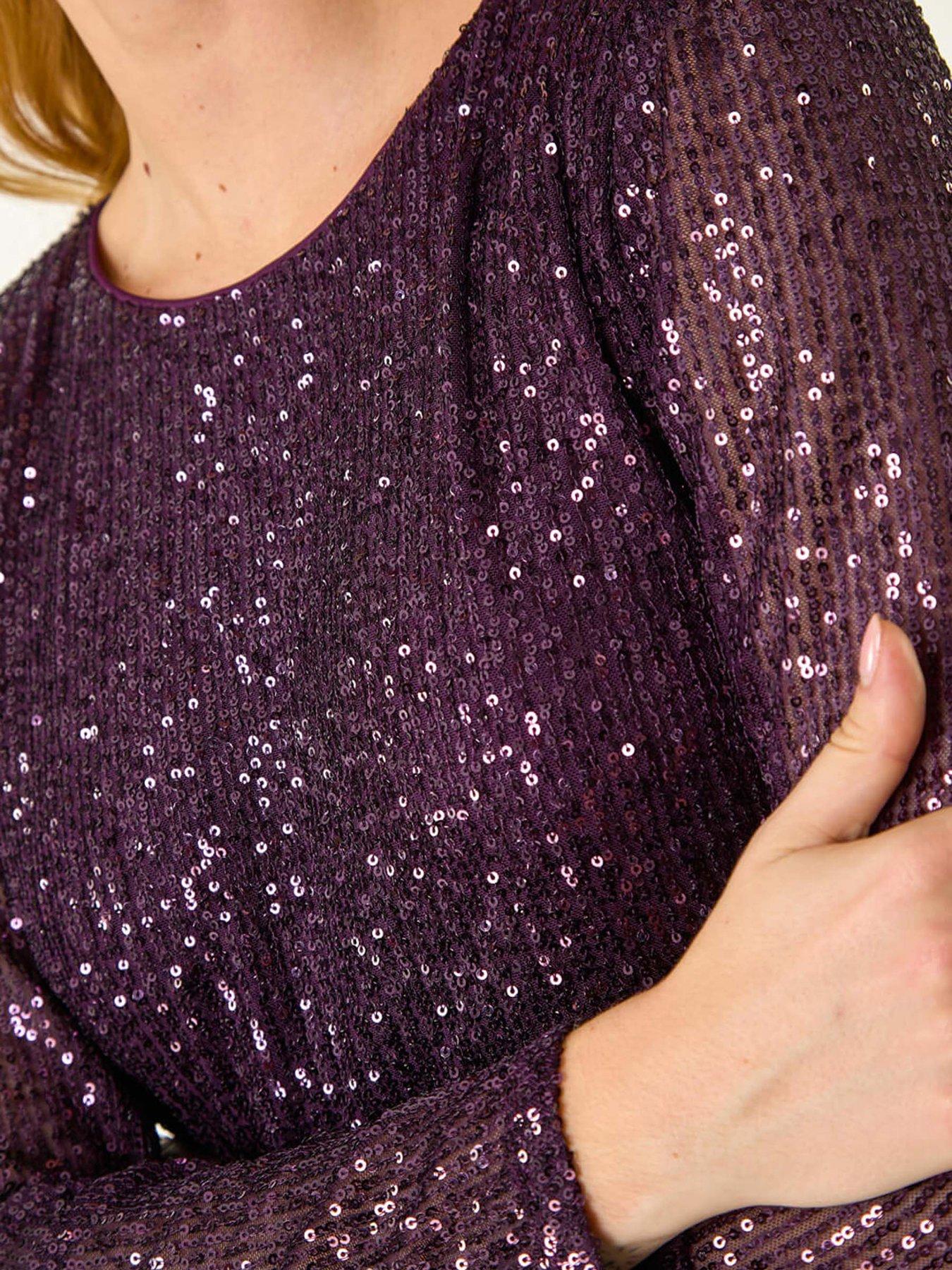 roman-dusk-sequin-long-sleeve-stretch-top-purpledetail