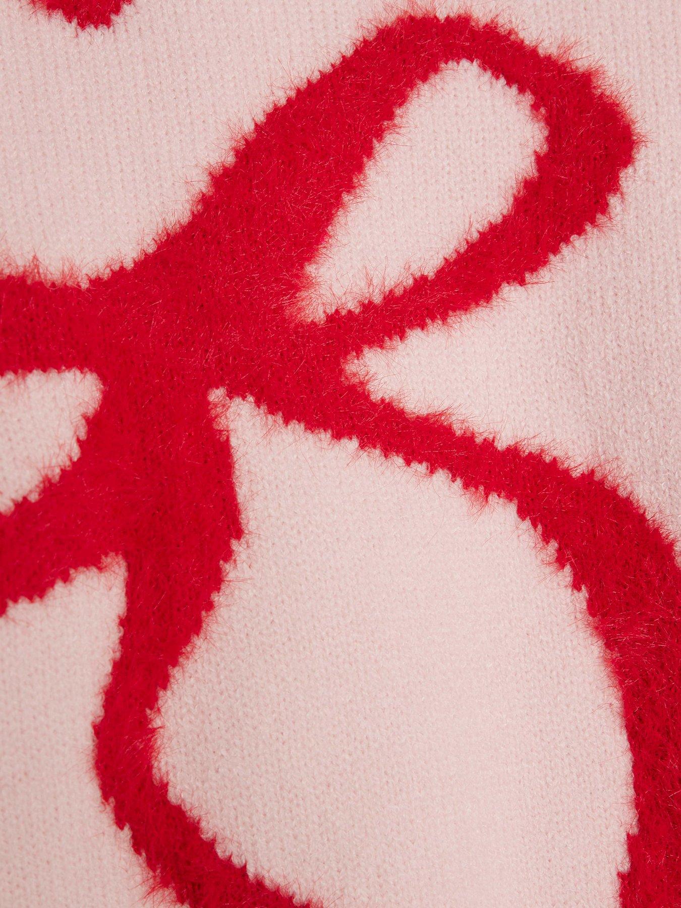 river-island-older-girls-fluffy-bow-jumper-pinkdetail