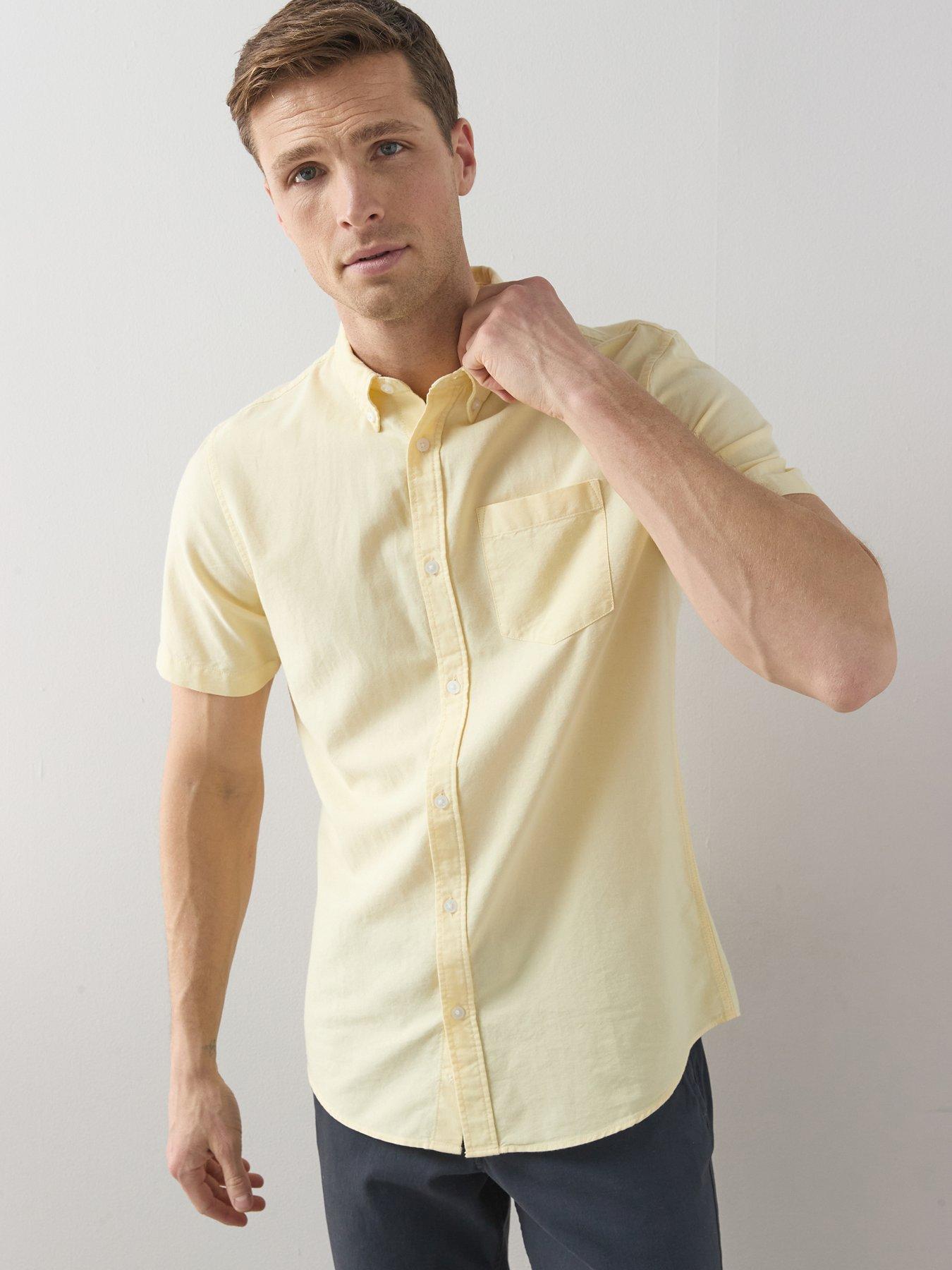 The Very Collection Pure Cotton Short Sleeve Button Down Oxford Shirt - Yellow