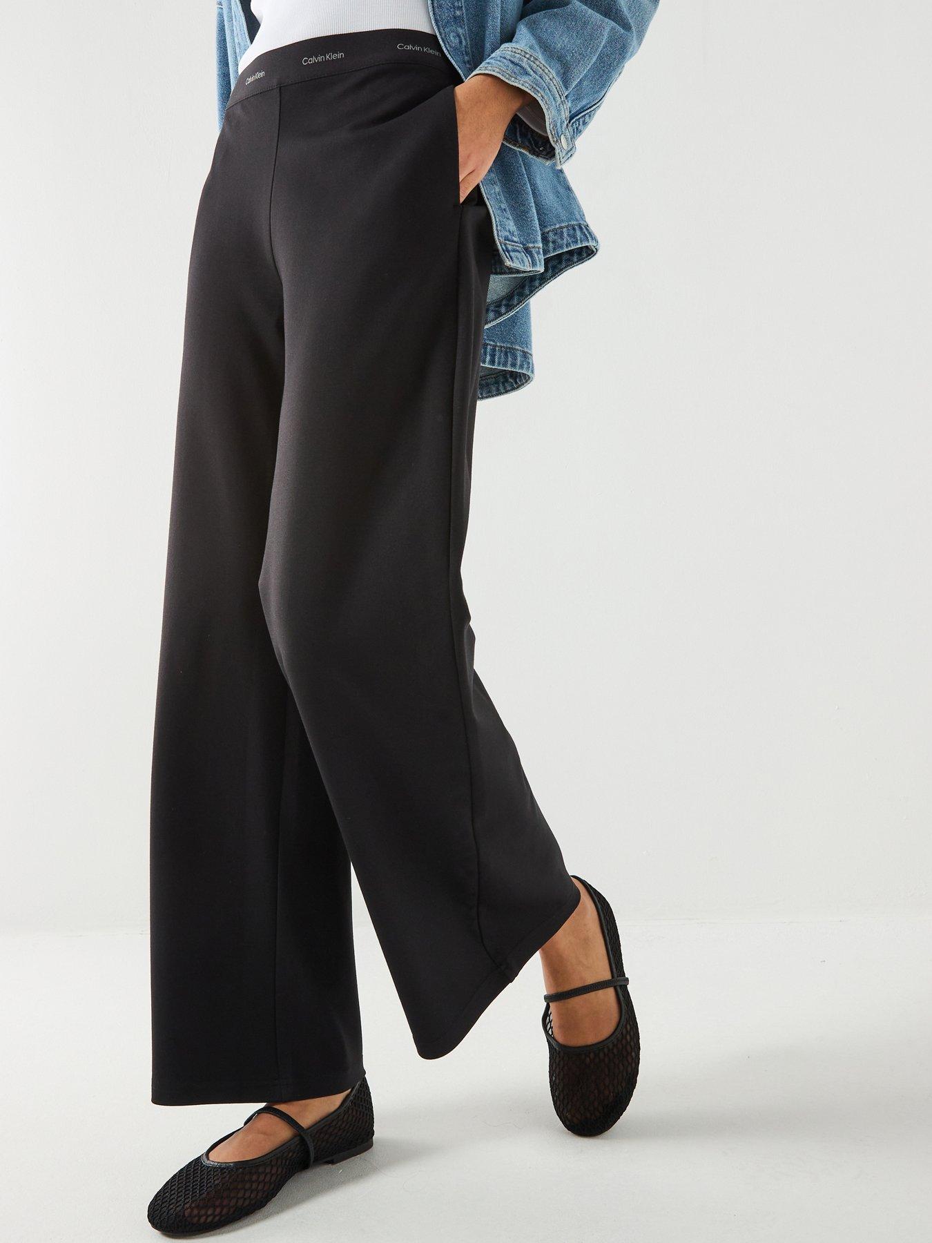 Image 1 of 5 of Calvin Klein Jeans Ponte Logo Trousers - Black