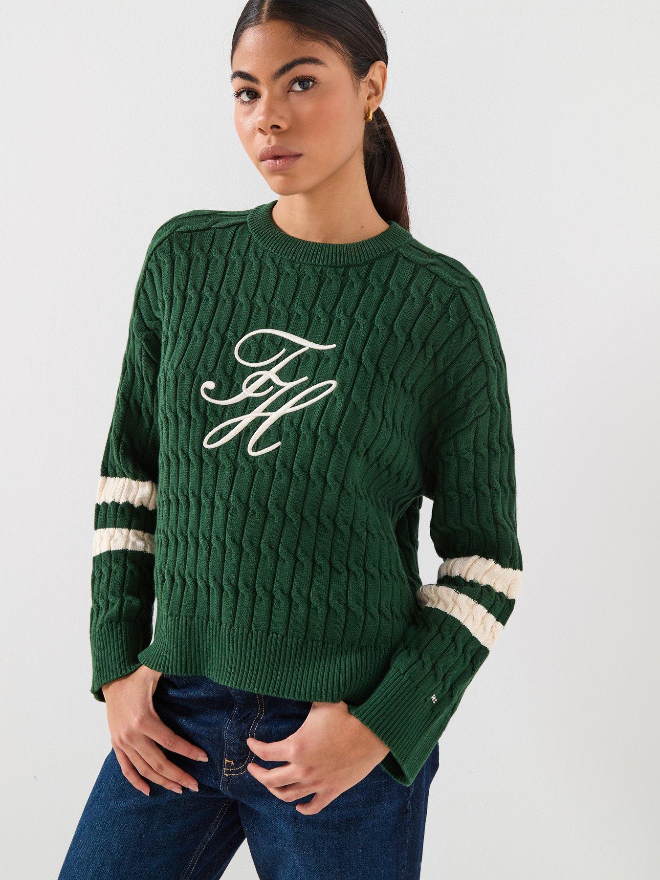 tommy-hilfiger-textured-crew-neck-jumper-greenfront
