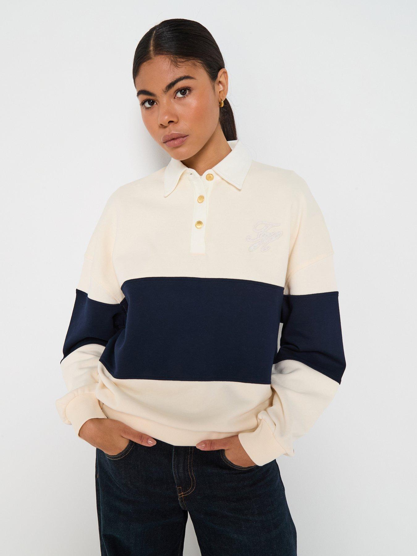 tommy-hilfiger-gold-button-rugby-fleece-sweatshirt-creamfront