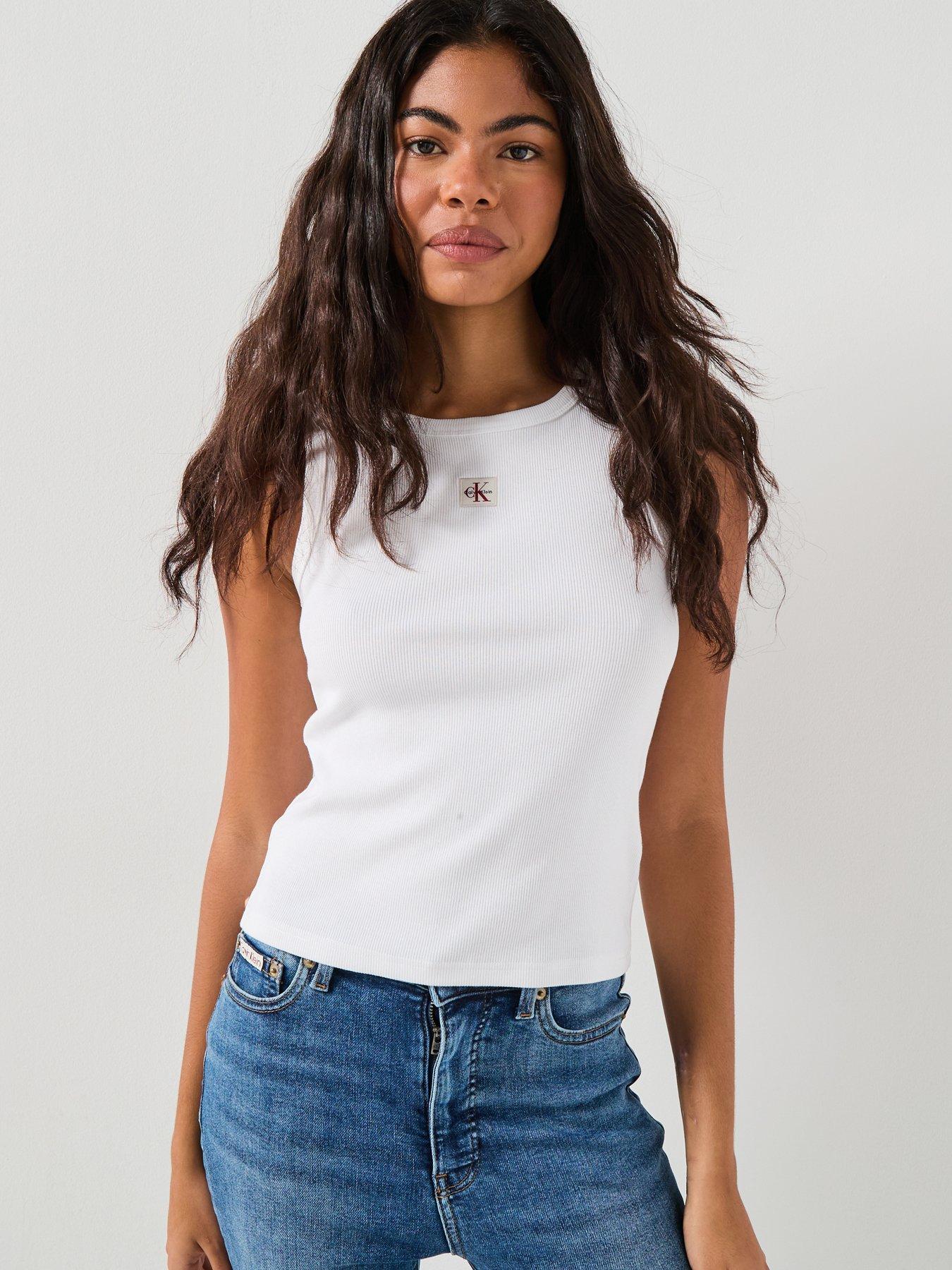 calvin-klein-jeans-woven-ribbed-t-shirt-whitefront