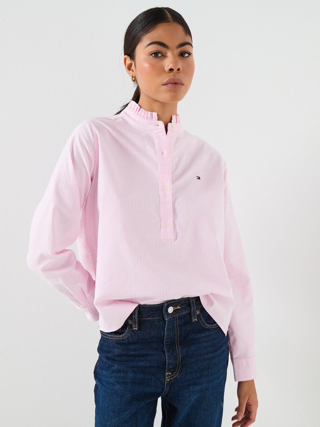 tommy-hilfiger-oxford-ruffle-neck-shirt-pink