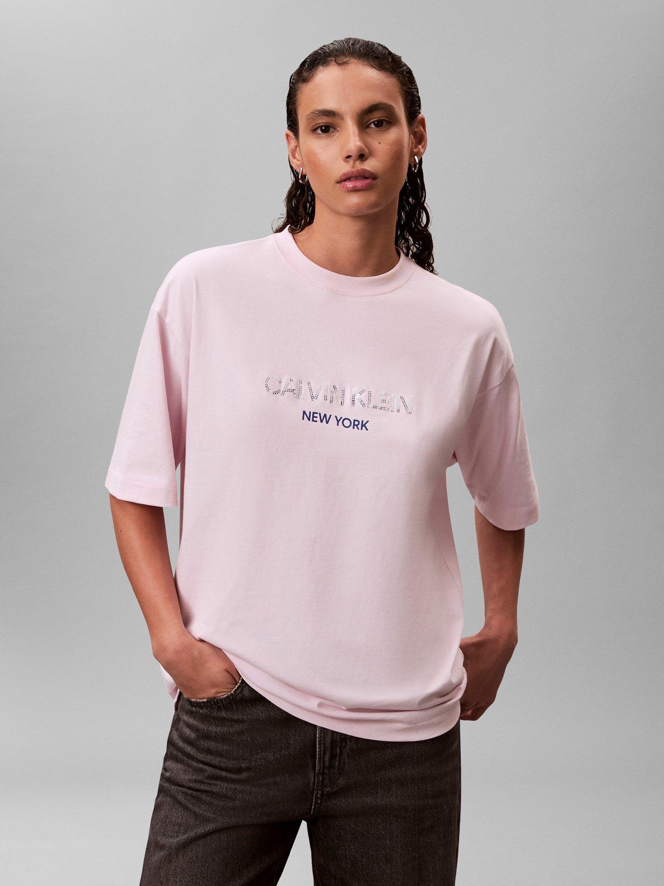 Calvin Klein Jeans Sequin Logo T-Shirt - Pearly - Pink