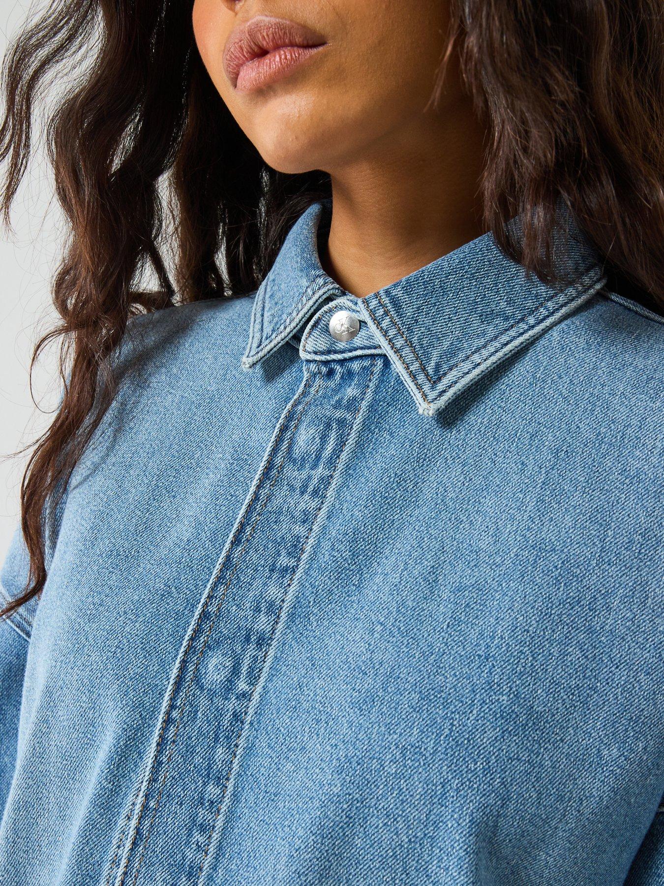 Image 4 of 6 of Calvin Klein Jeans Denim Boyfriend Shirt - Overnight Blue
