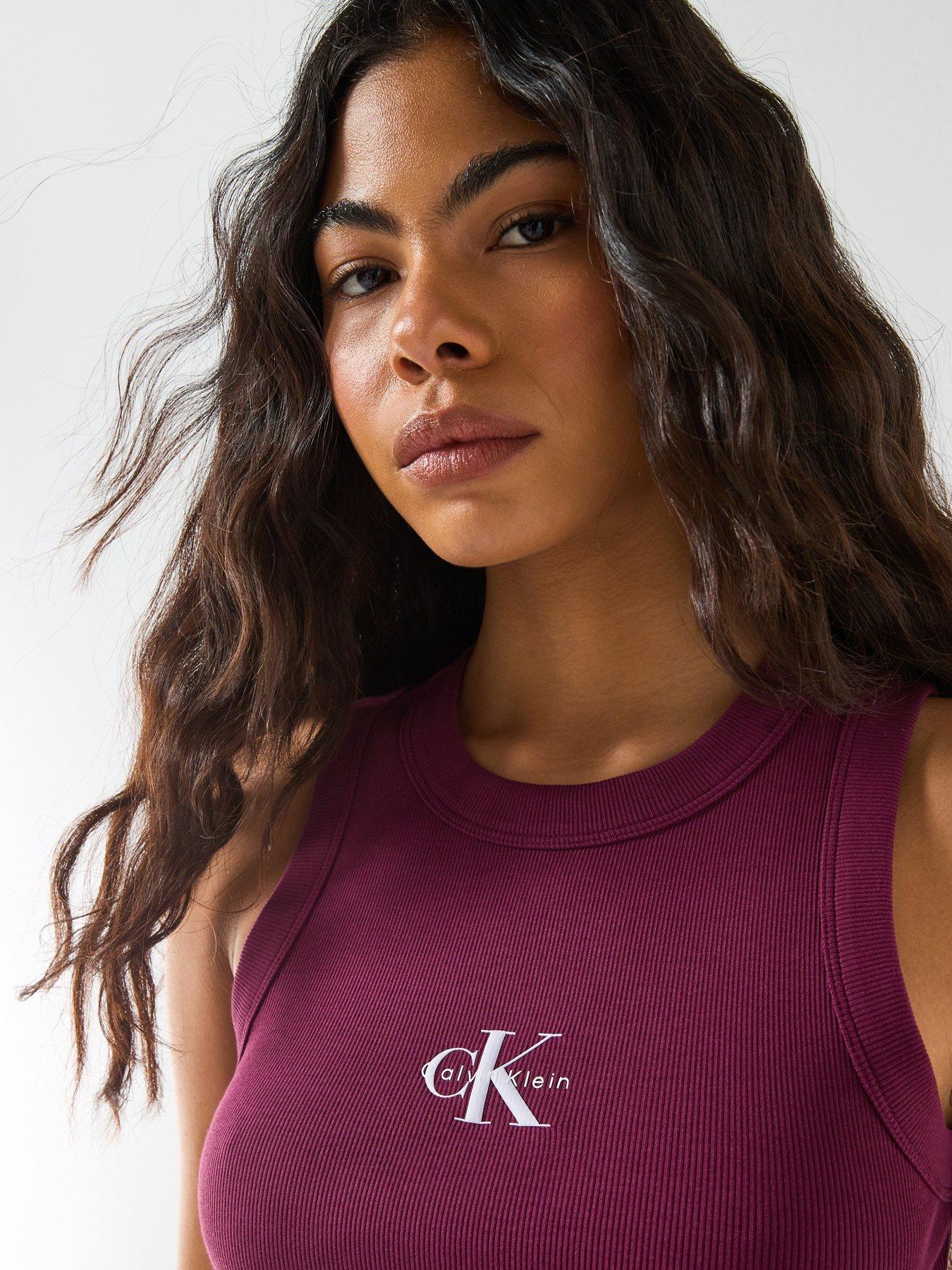 Image 6 of 6 of Calvin Klein Jeans Monogram Rib Tank - Hot Berry