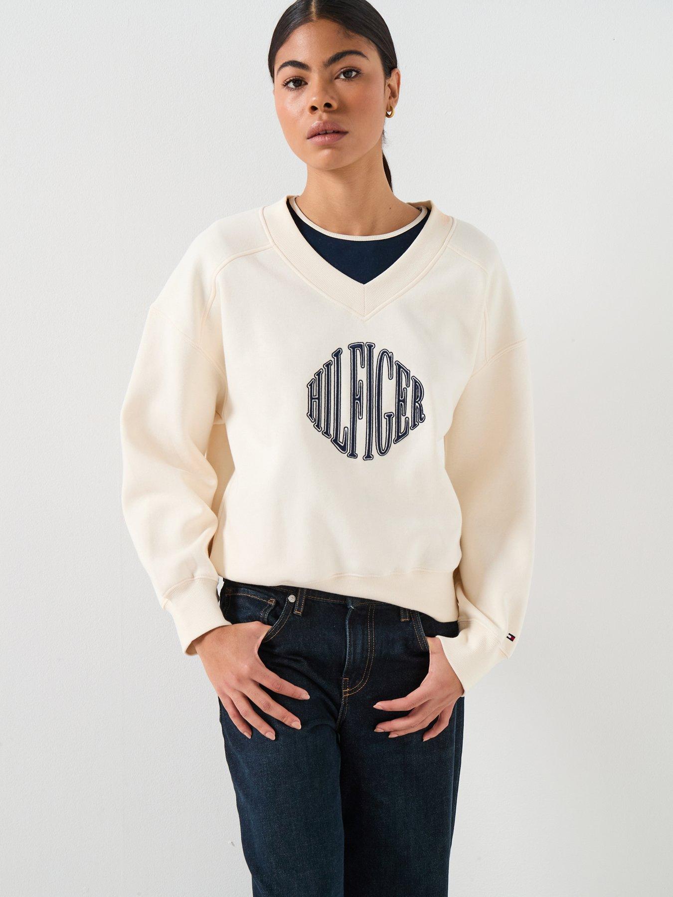 tommy-hilfiger-varsity-fleece-sweatshirt-creamfront