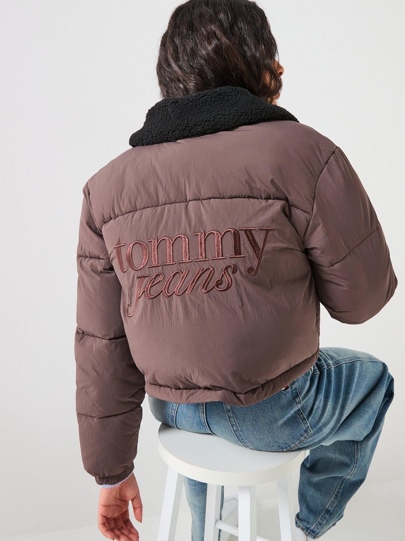Tommy Jeans Teddy Collared Puffer Jacket - Walnut/Black