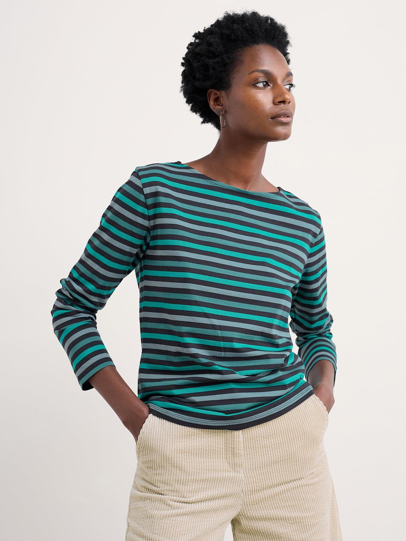 Seasalt Cornwall Sailor Long Sleeve Shirt Cornish Storm Sky - Green