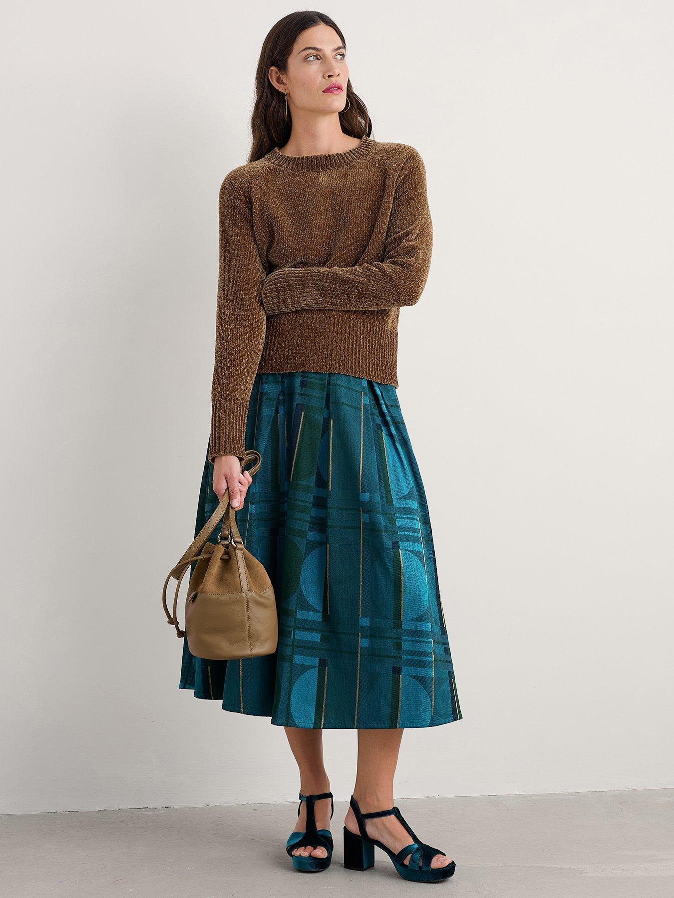 Image 3 of 5 of Seasalt Cornwall Interweaving Jacquard Skirt - Blue