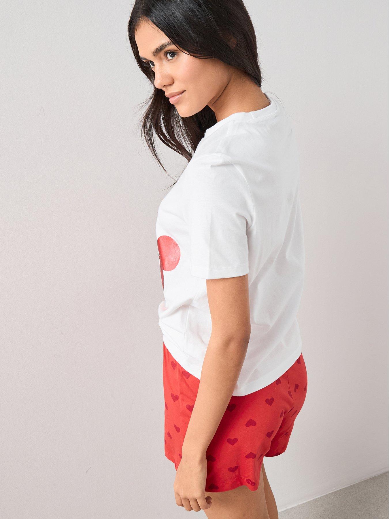 Image 2 of 5 of The Very Collection Minnie Mouse Cherry Short Pyjama Set - Red
