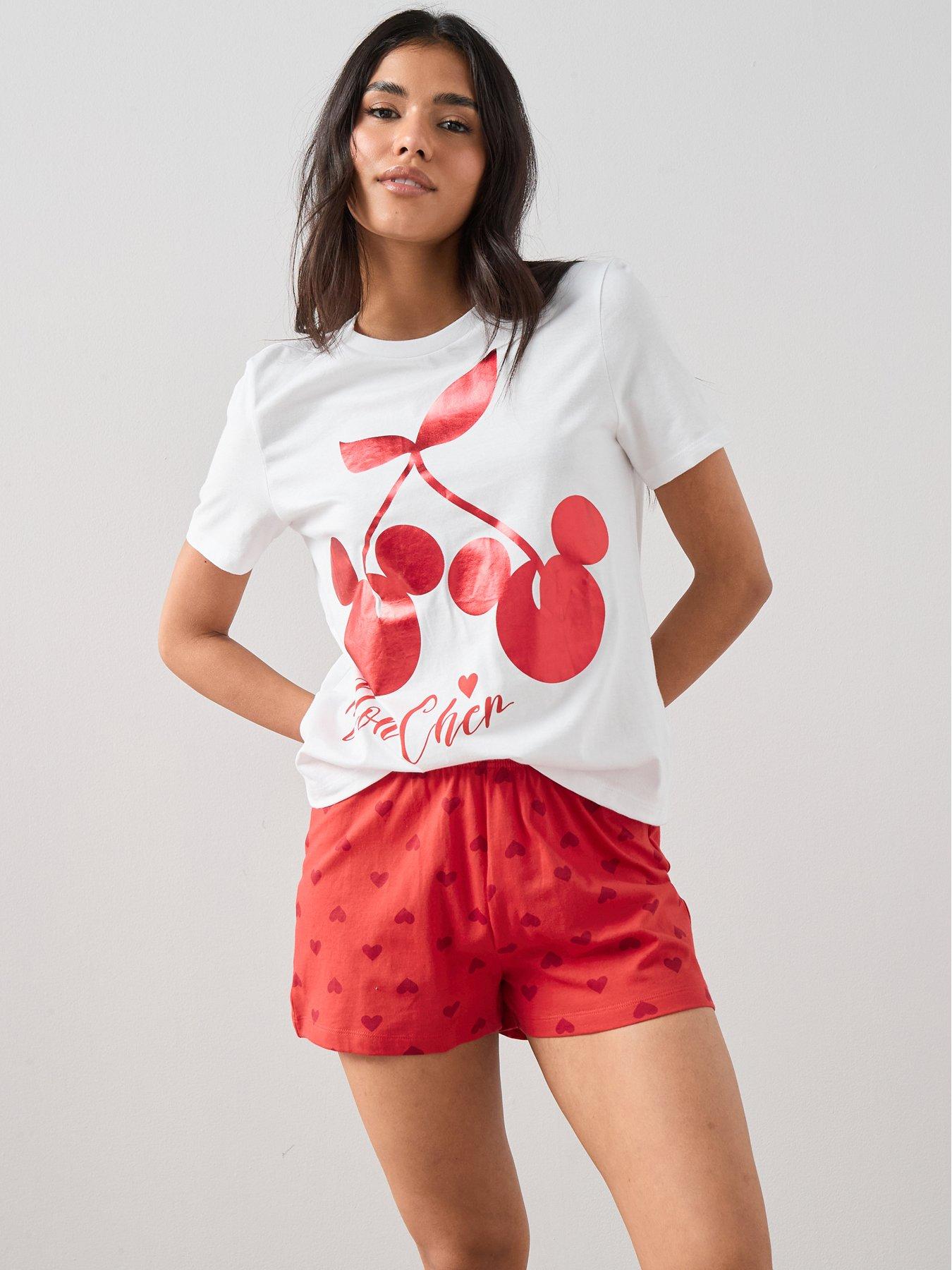 Image 3 of 5 of The Very Collection Minnie Mouse Cherry Short Pyjama Set - Red