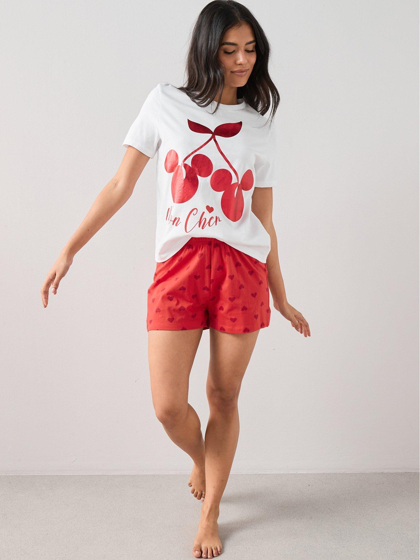 Image 4 of 5 of The Very Collection Minnie Mouse Cherry Short Pyjama Set - Red