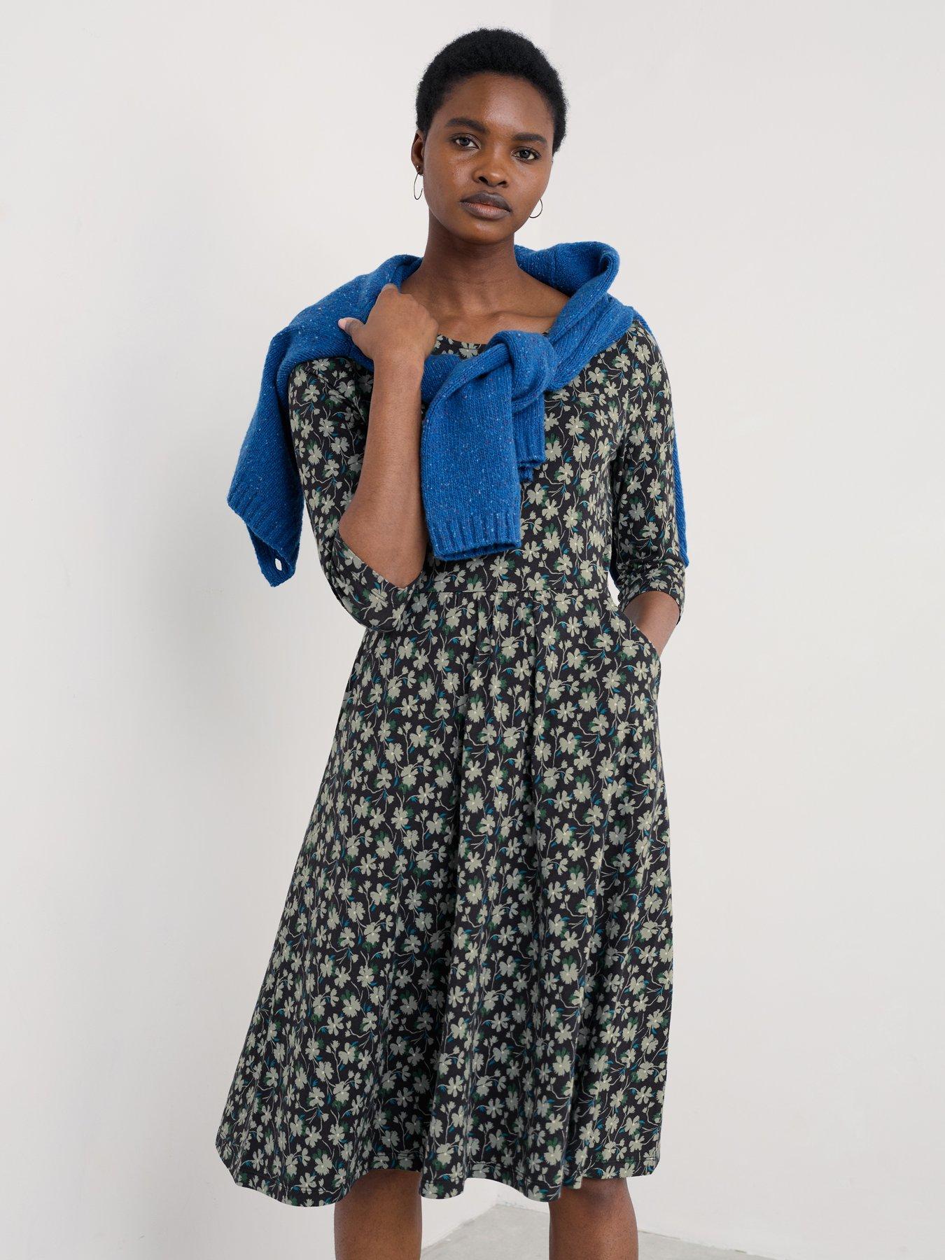 Seasalt Cornwall April Dress Smudge Floral - Black