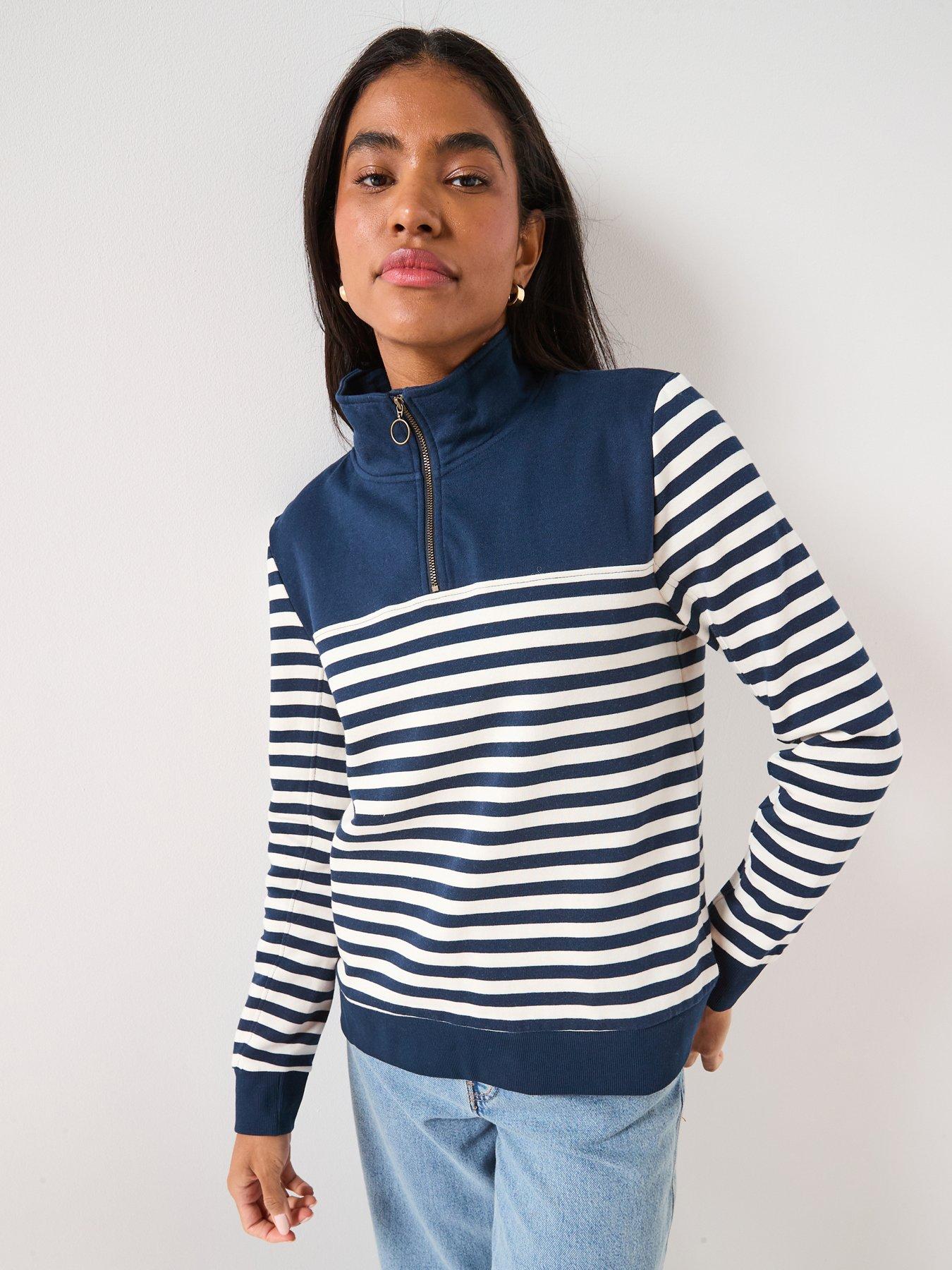 Seasalt Cornwall Striped Sweatshirt - Navy