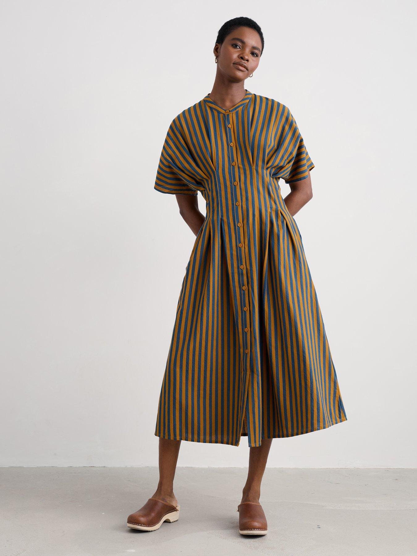 Seasalt Cornwall Lamorna Dress Mini Scallion Basket - Stripe - Green