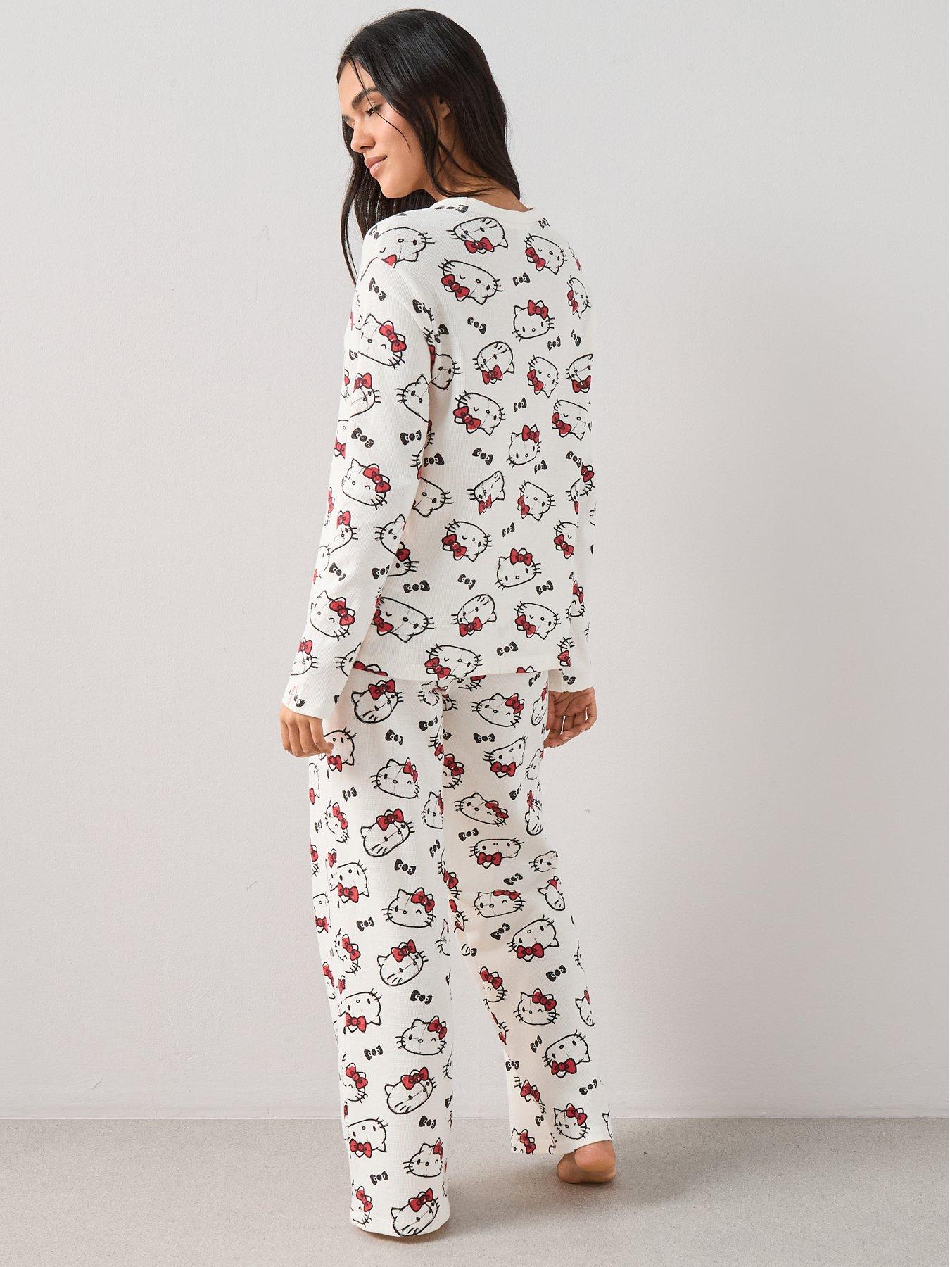 Image 2 of 6 of The Very Collection Hello Kitty Waffle Long Sleeve Pyjama Set - Cream