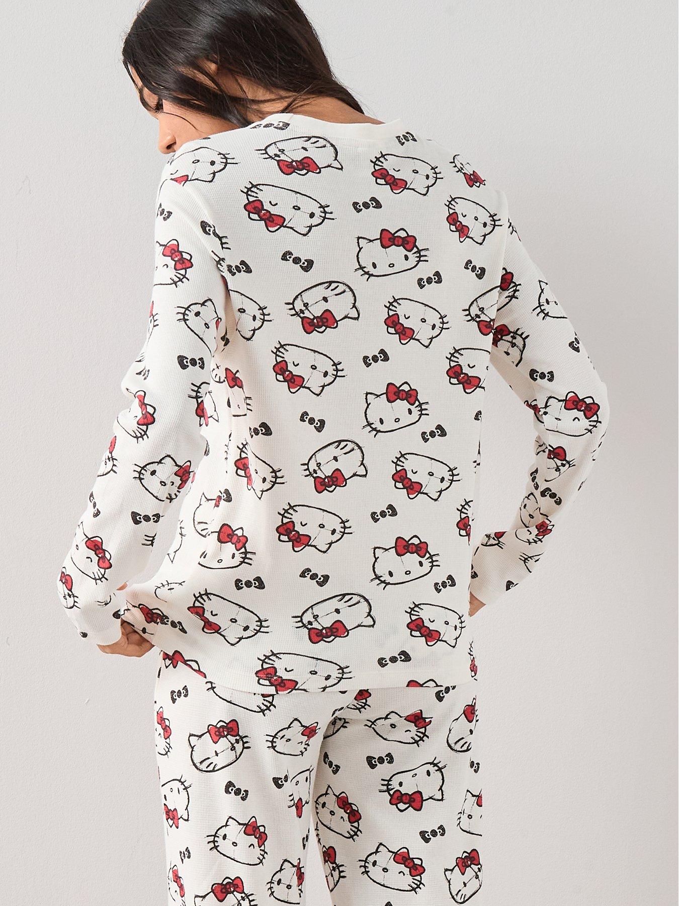Image 5 of 6 of The Very Collection Hello Kitty Waffle Long Sleeve Pyjama Set - Cream