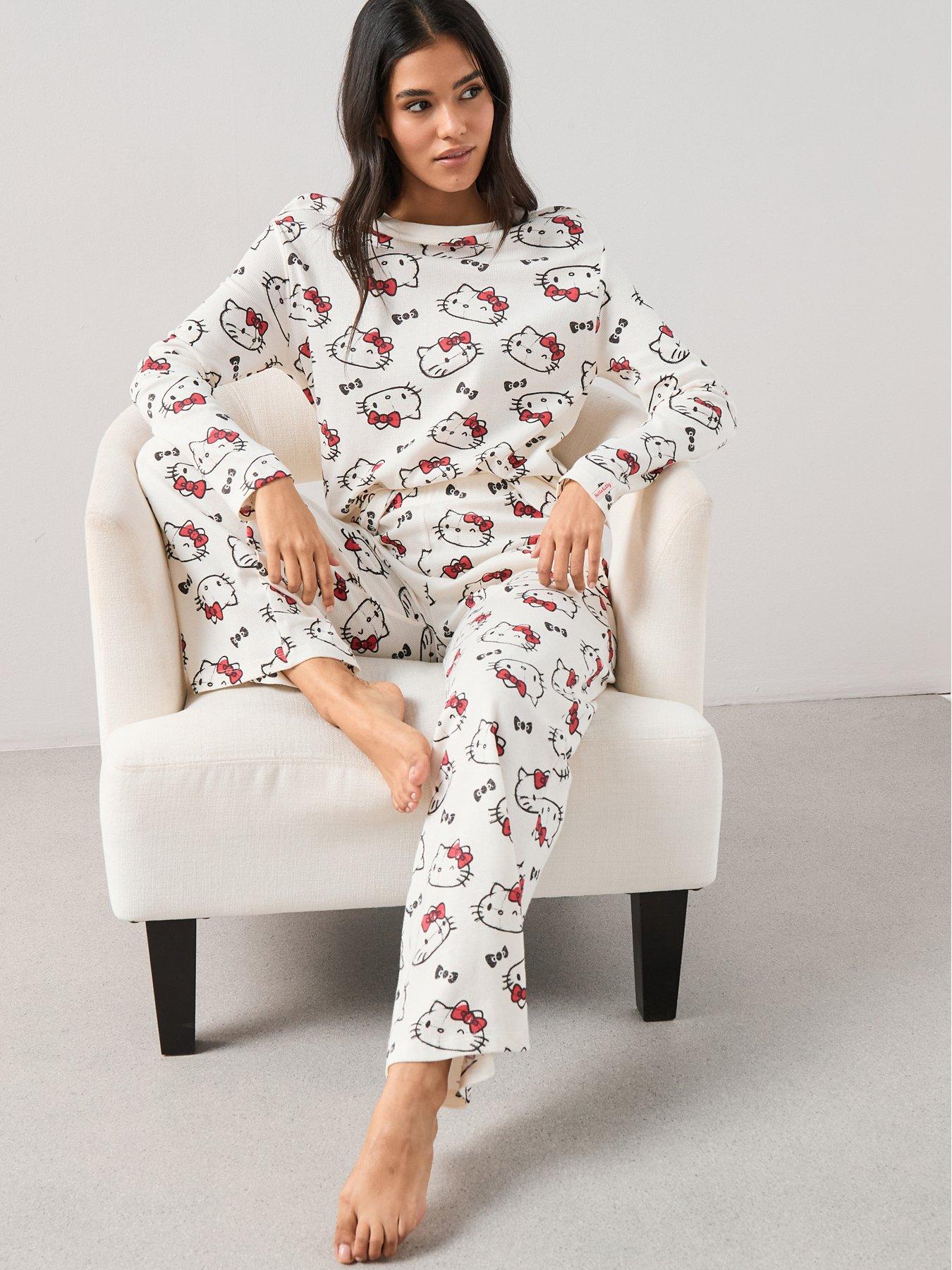 Image 6 of 6 of The Very Collection Hello Kitty Waffle Long Sleeve Pyjama Set - Cream