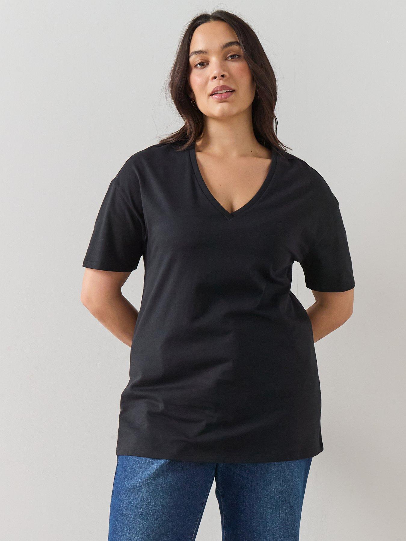 the-very-collection-curve-v-neck-longline-t-shirt-black