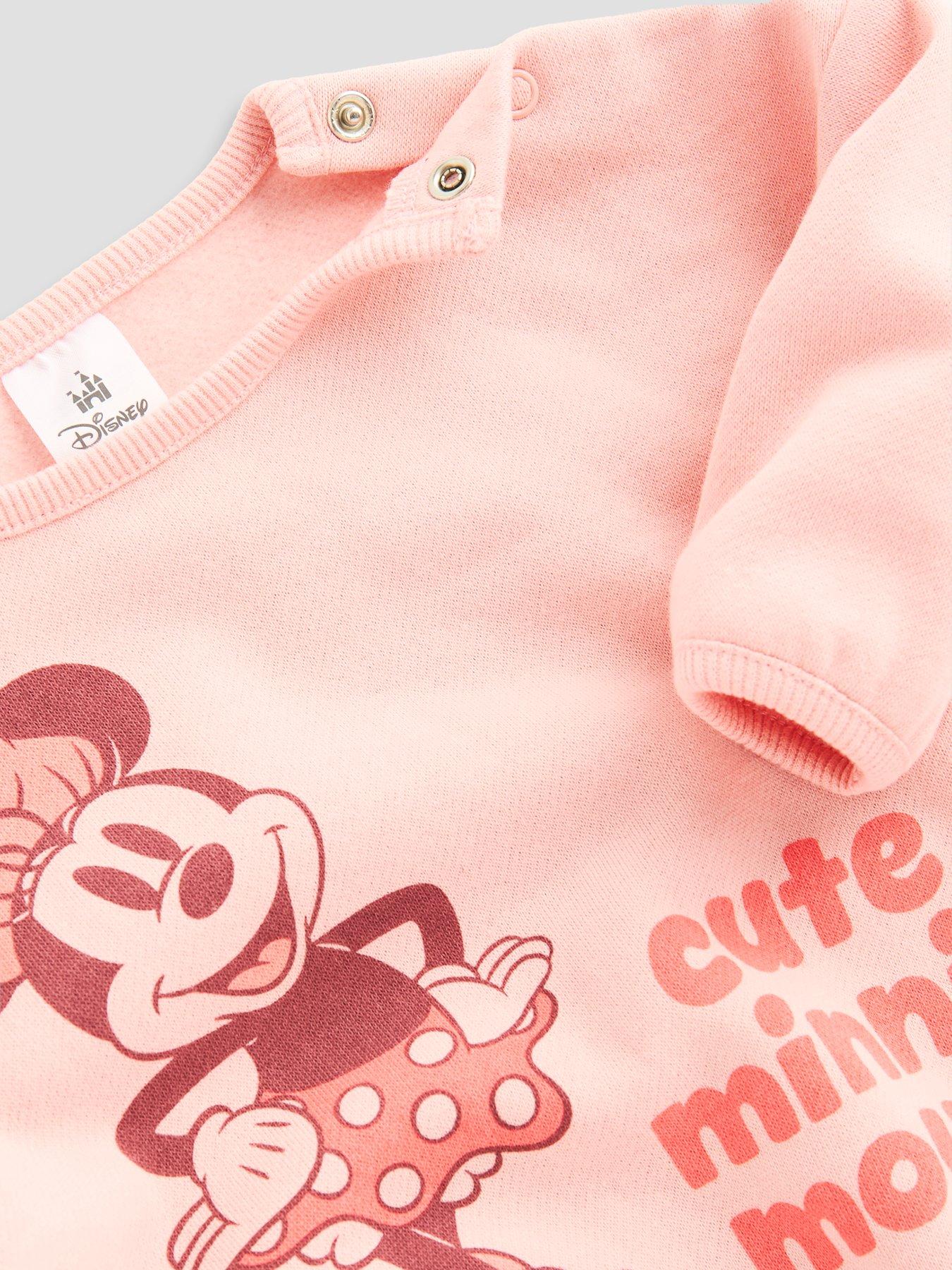 Image 3 of 5 of The Very Collection Minnie Mouse Sweatshirt And Stripe Rib Legging Set - Pink
