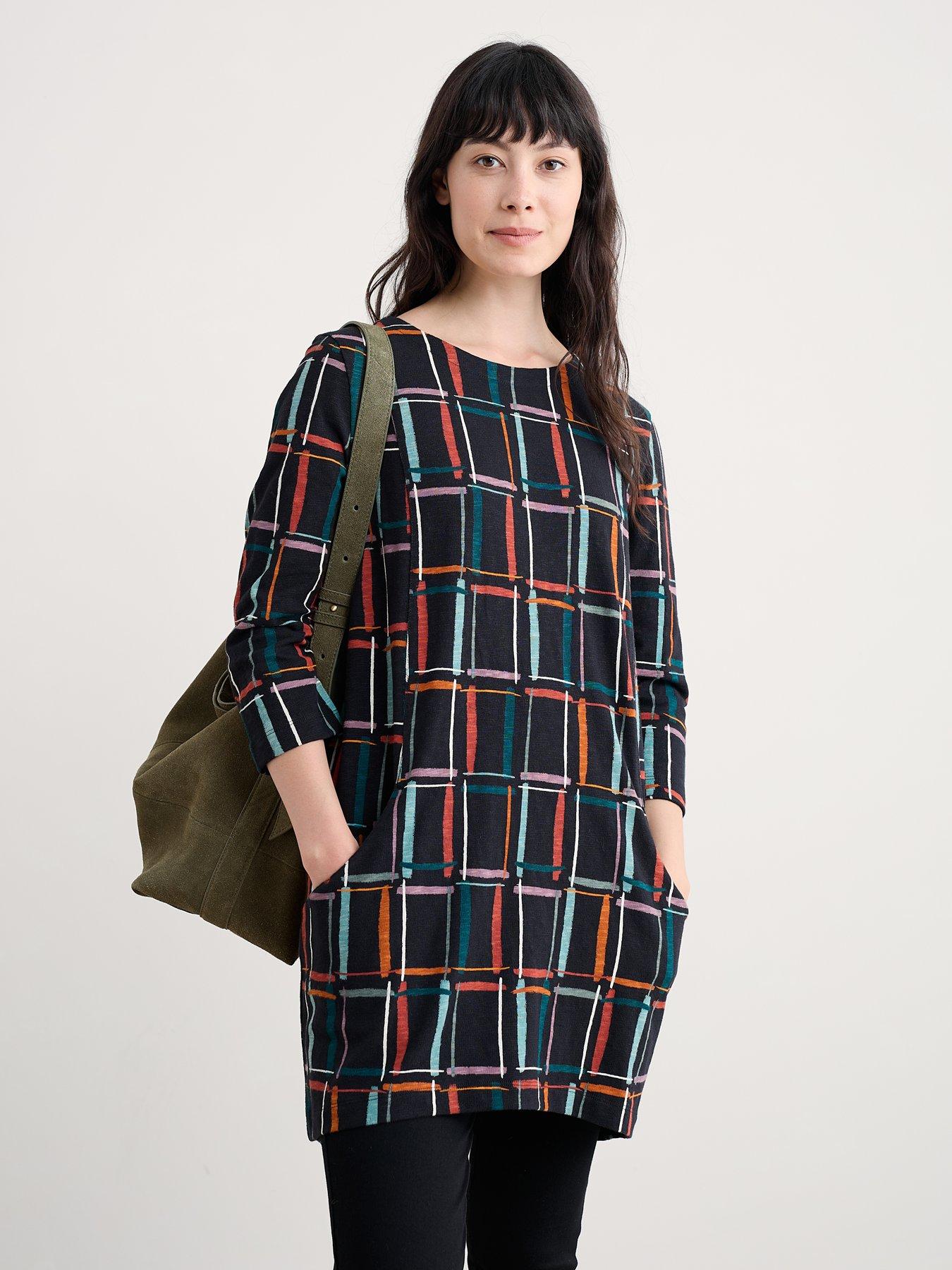 Seasalt Cornwall Shore Foraging Tunic - Rock Check Onyx