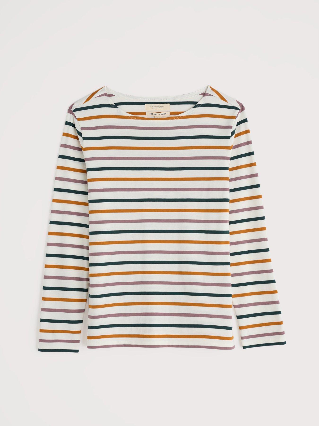 Image 5 of 5 of Seasalt Cornwall Sailor Long Sleeve&nbsp;T-Shirt - Tri Breton Verte Stripes