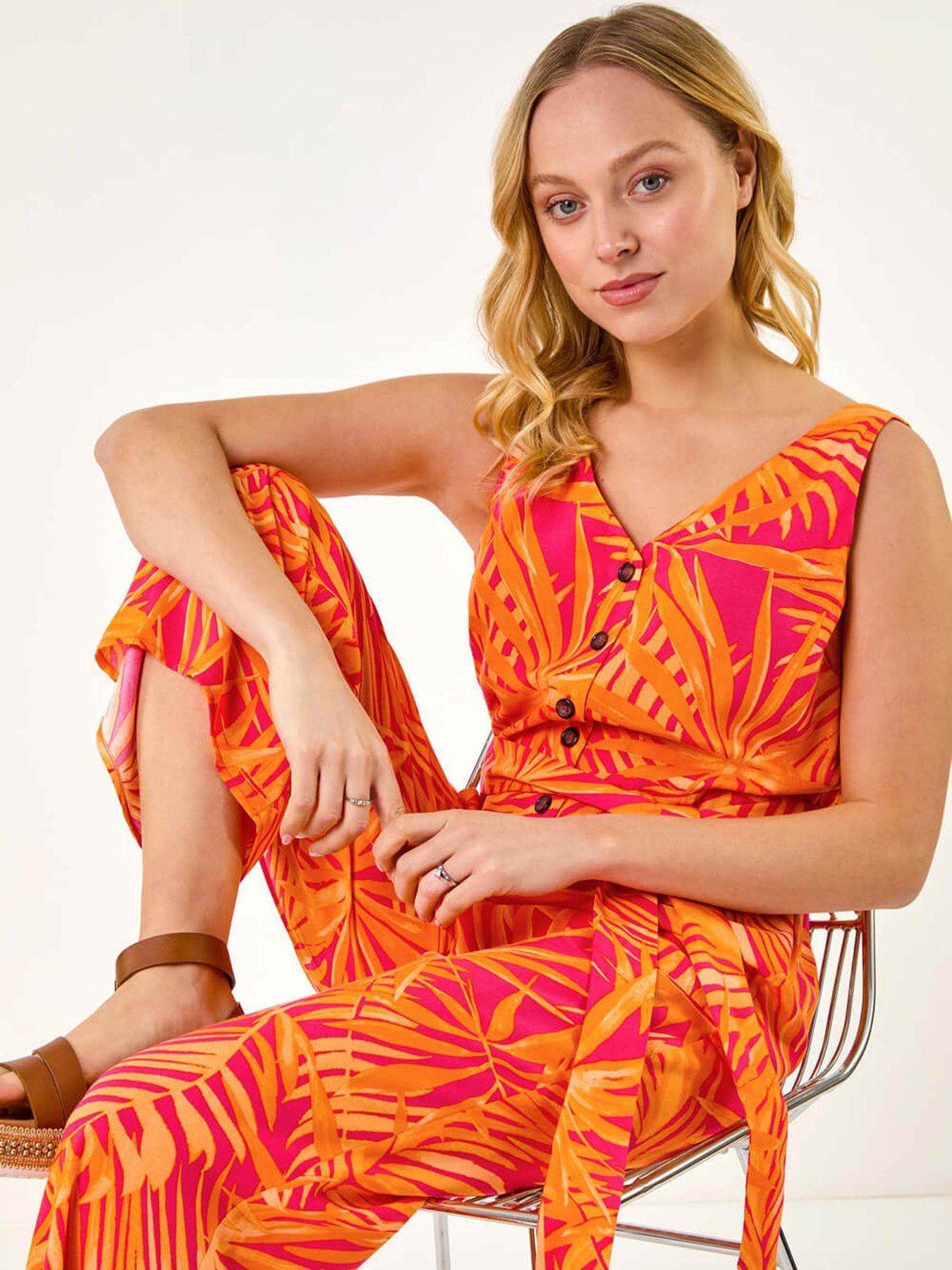 roman-dusk-palm-print-belted-jumpsuit-orangeoutfit