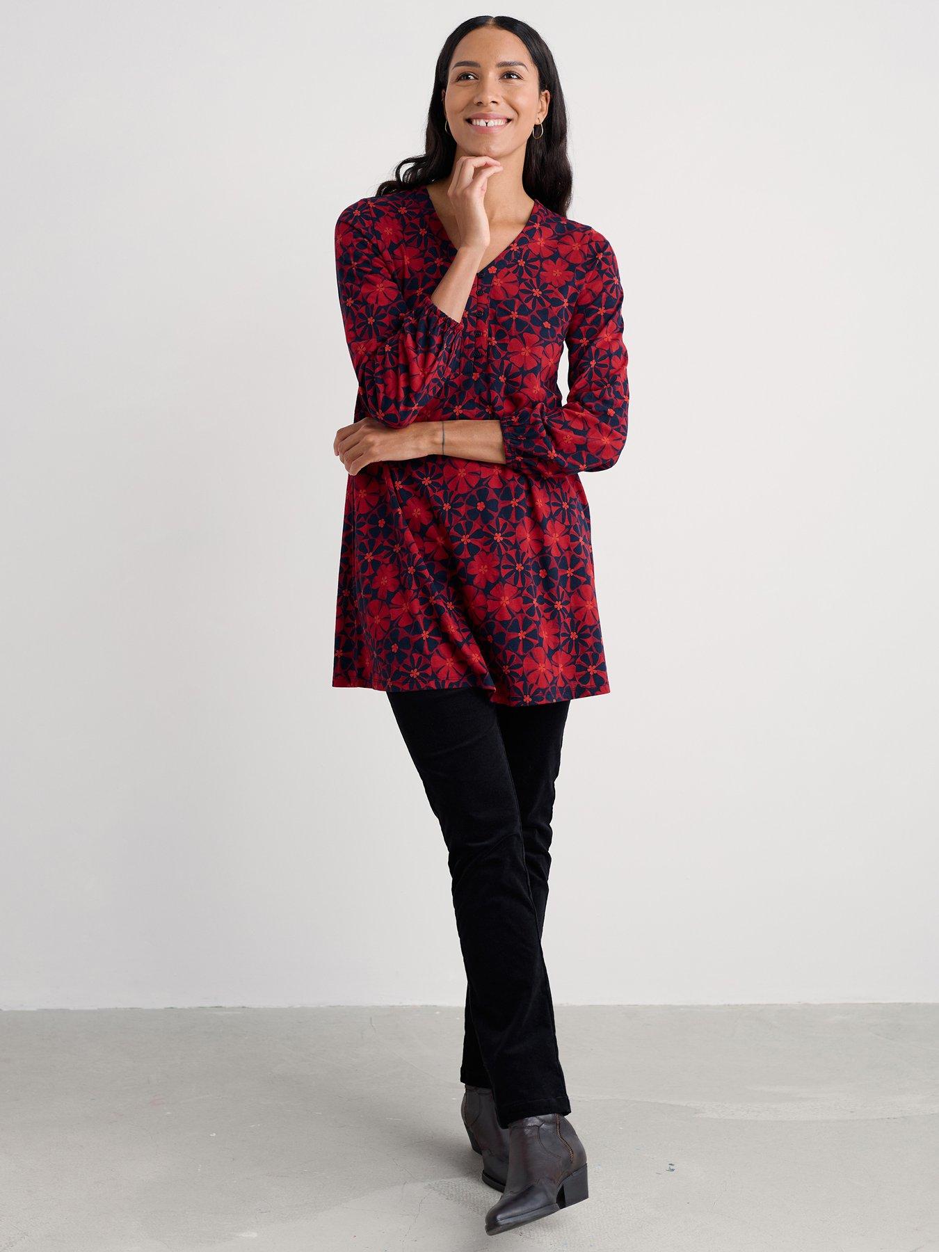 Image 3 of 5 of Seasalt Cornwall Peg Loom A-Line Jersey Tunic - Red