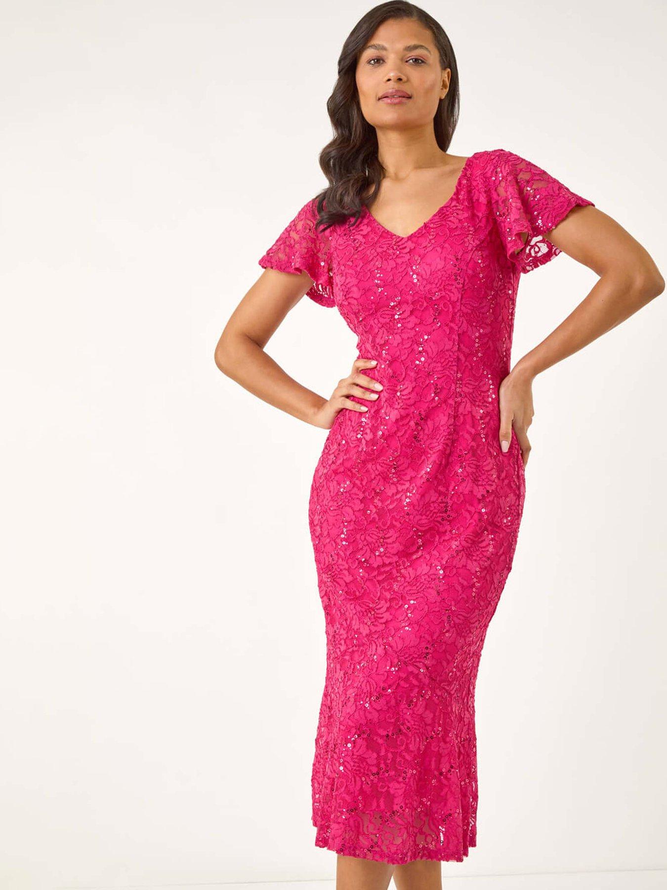 roman-sequin-lace-ruffle-stretch-midi-dress-fuchsiaback