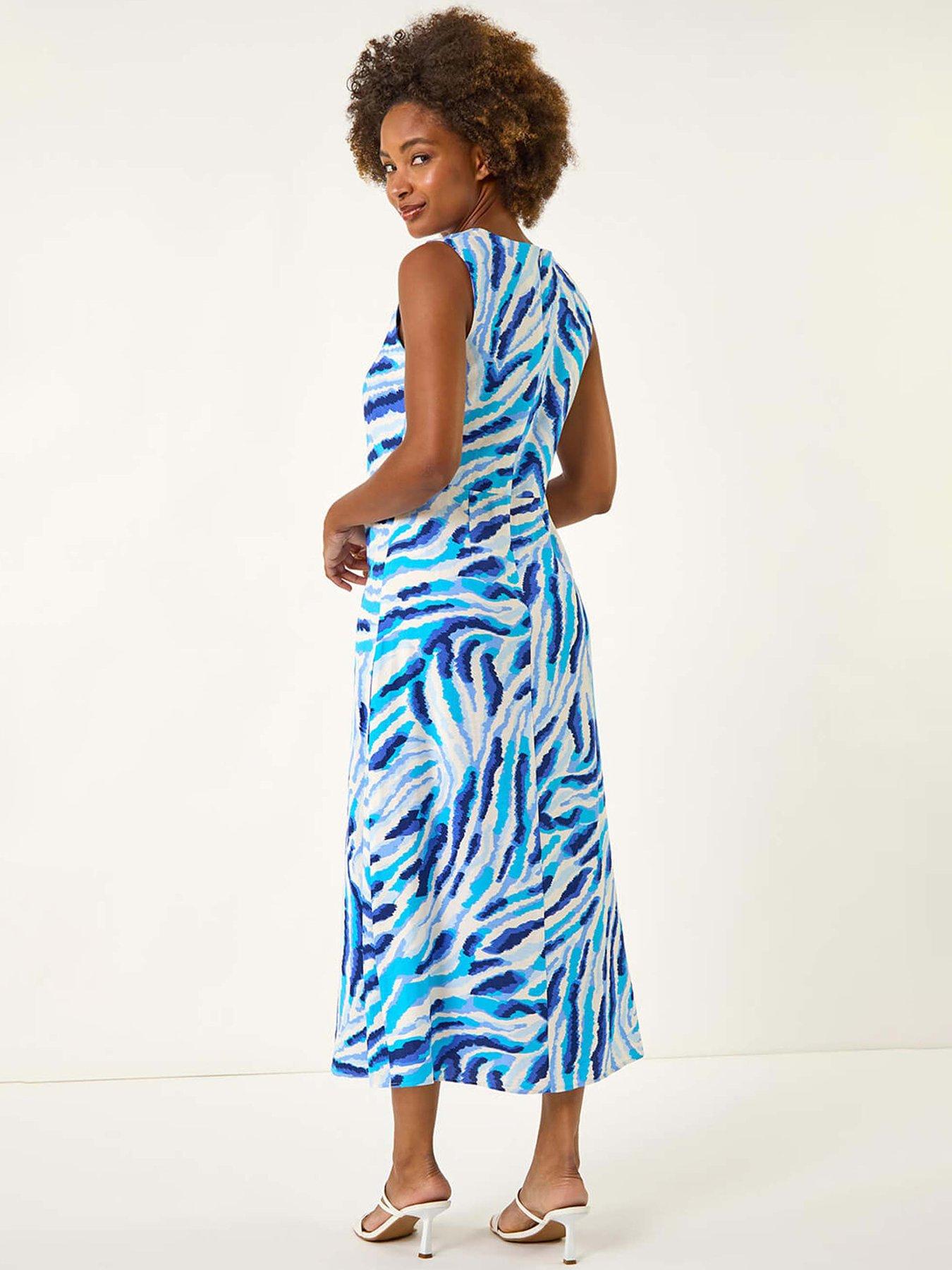 roman-abstract-side-pleat-midi-dress-bluestillFront