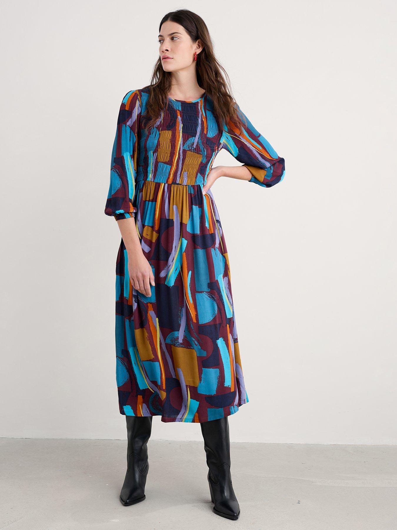 Seasalt Cornwall Meadowsweet Dress - Zennor Stack Dark Rye - Navy