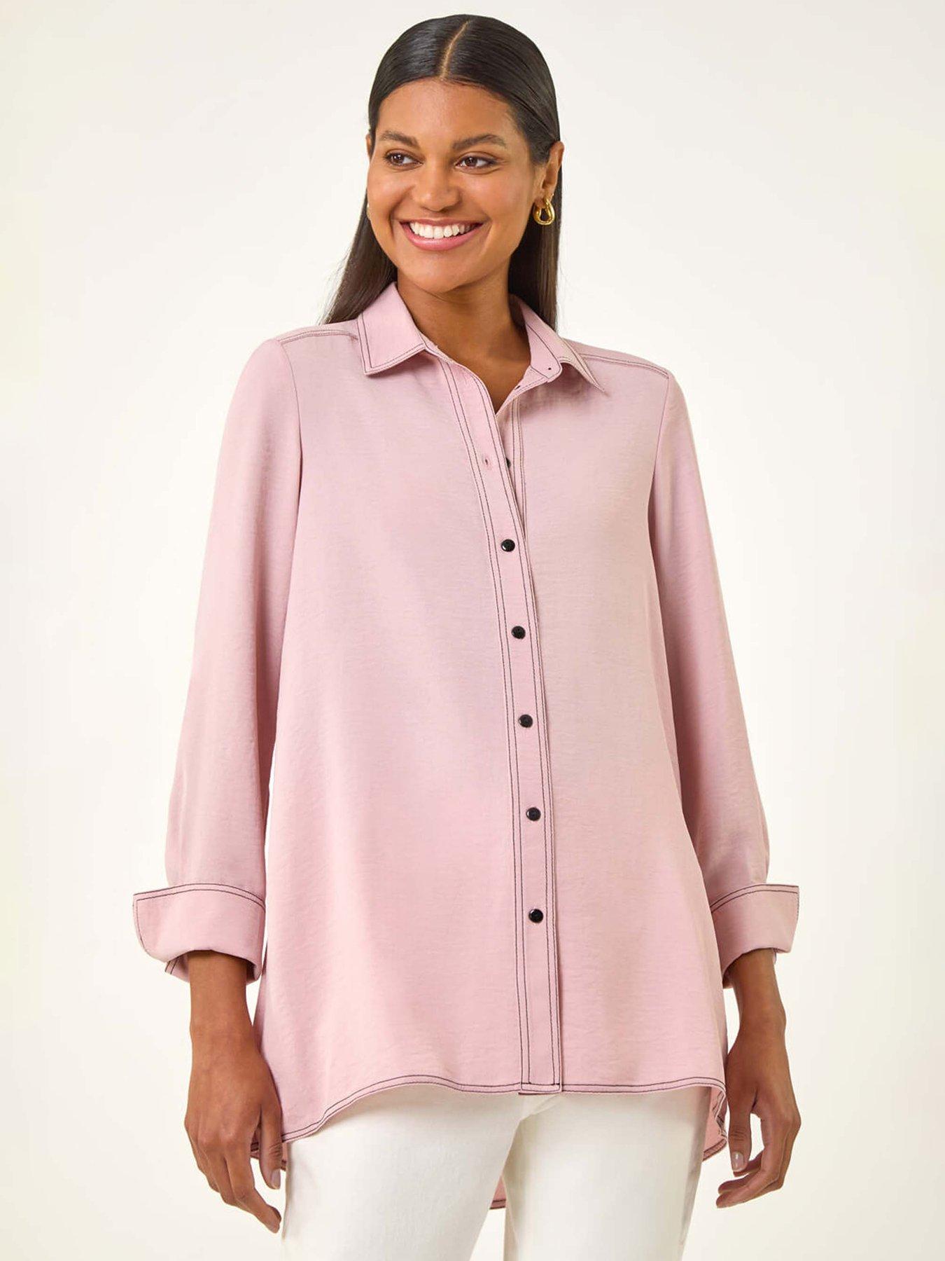 Roman Contrast Stitch Shirt - Light Pink