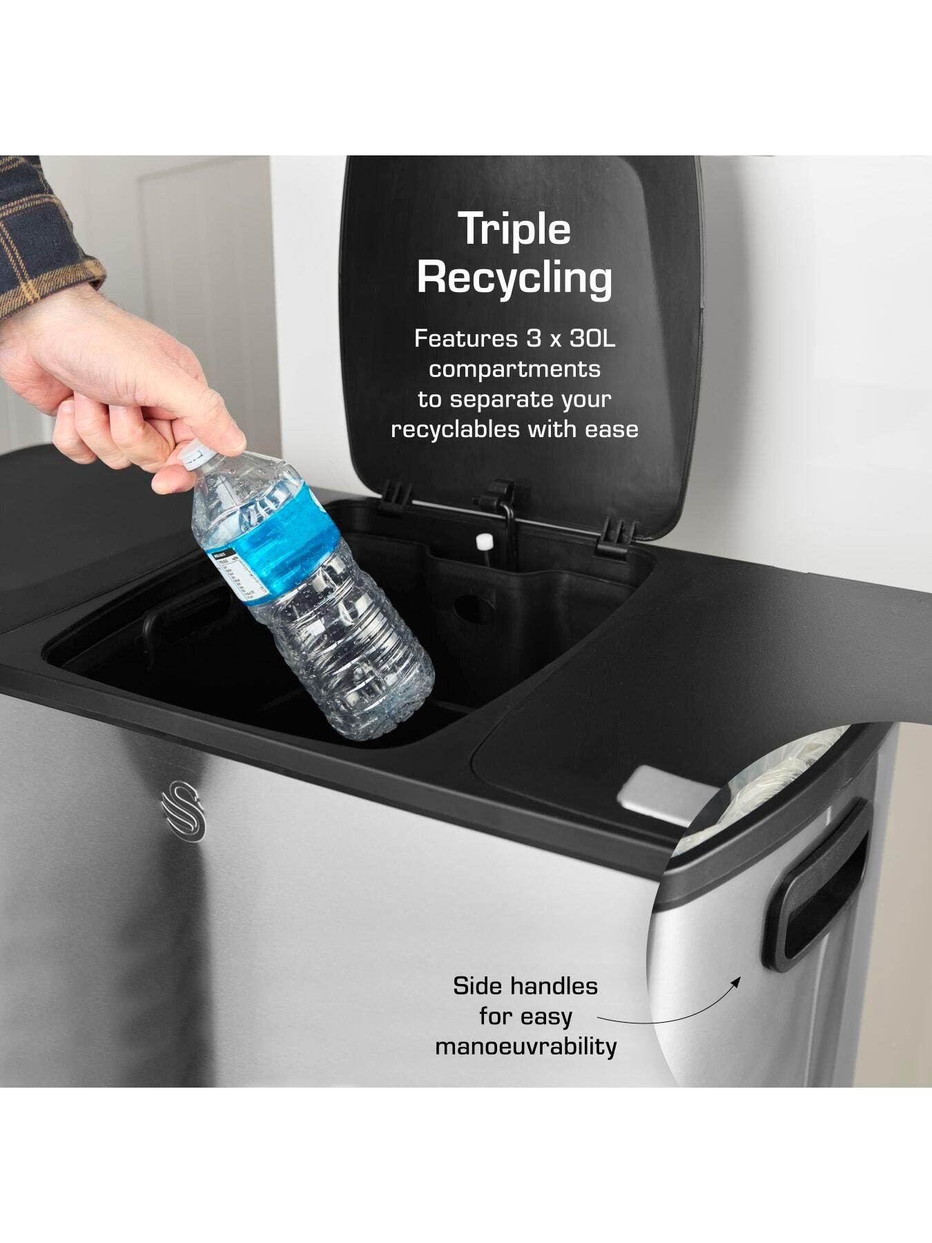 Image 2 of 6 of Swan 90l (3x30l) Pedal Recycling Bin